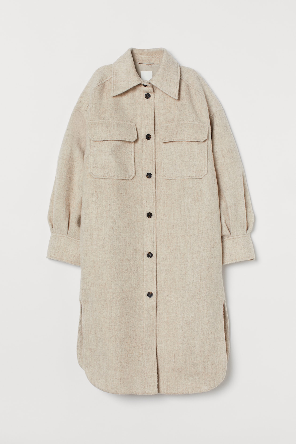 Long Shirt Jacket - Long sleeve - Light beige melange - Ladies | H&M US