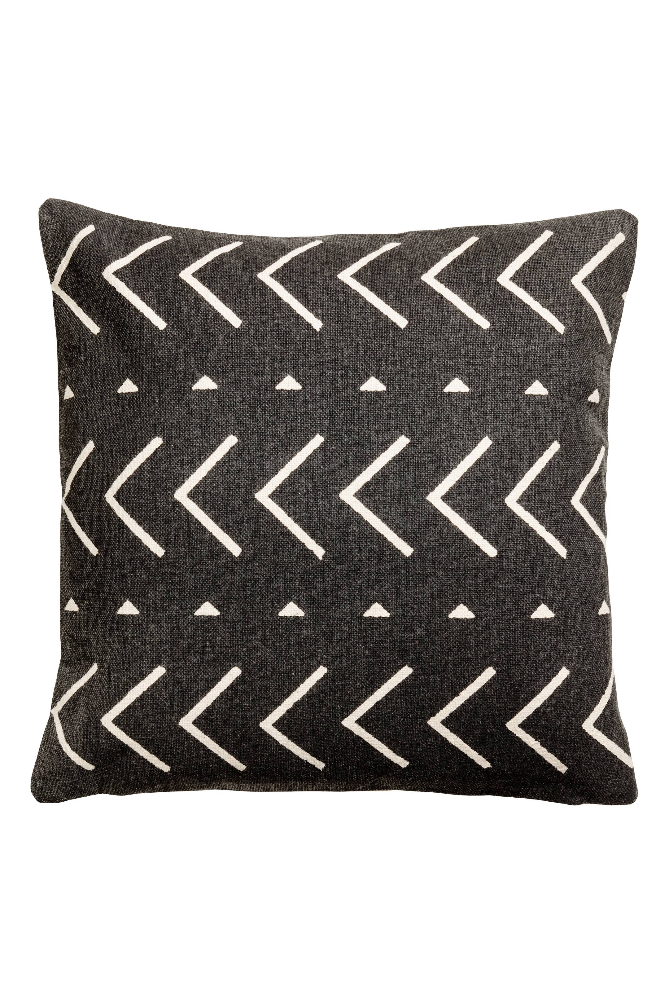 View larger image: Cotton canvas cushion cover - Anthracite grey/Patterned - Home All | H&M GB 1