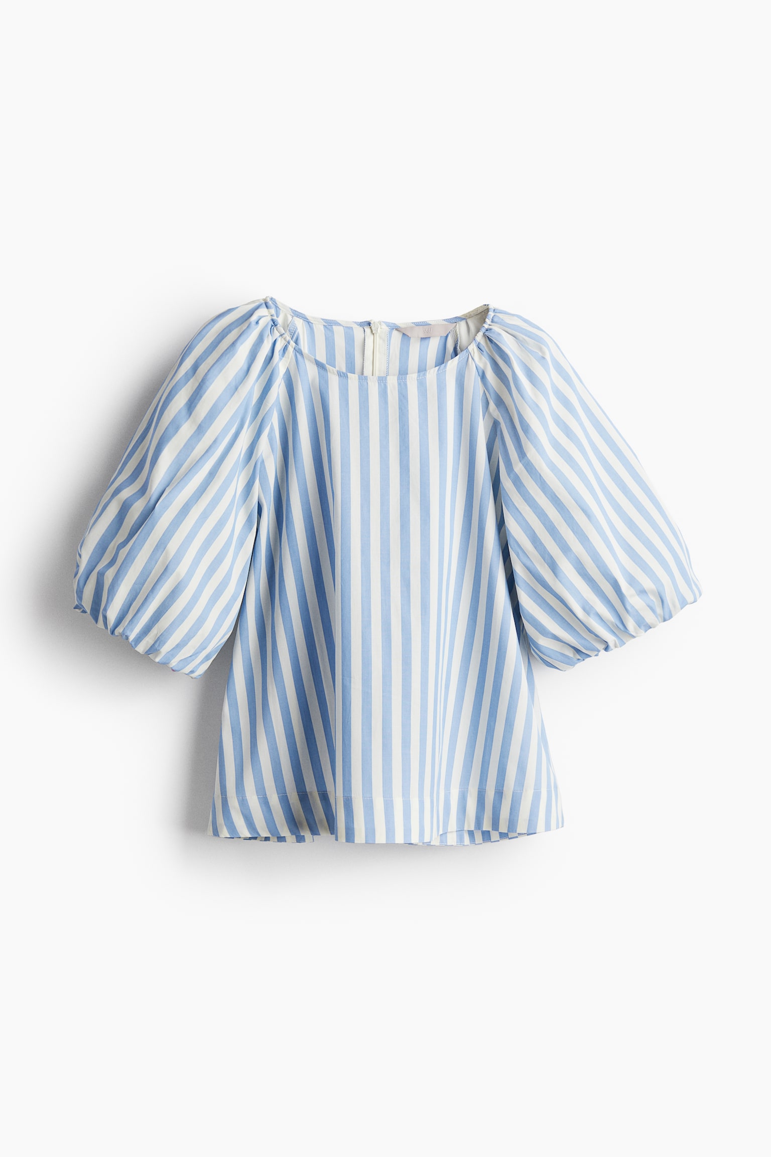 Puff Sleeve Blouse - Light blue/Stripe/White - 2