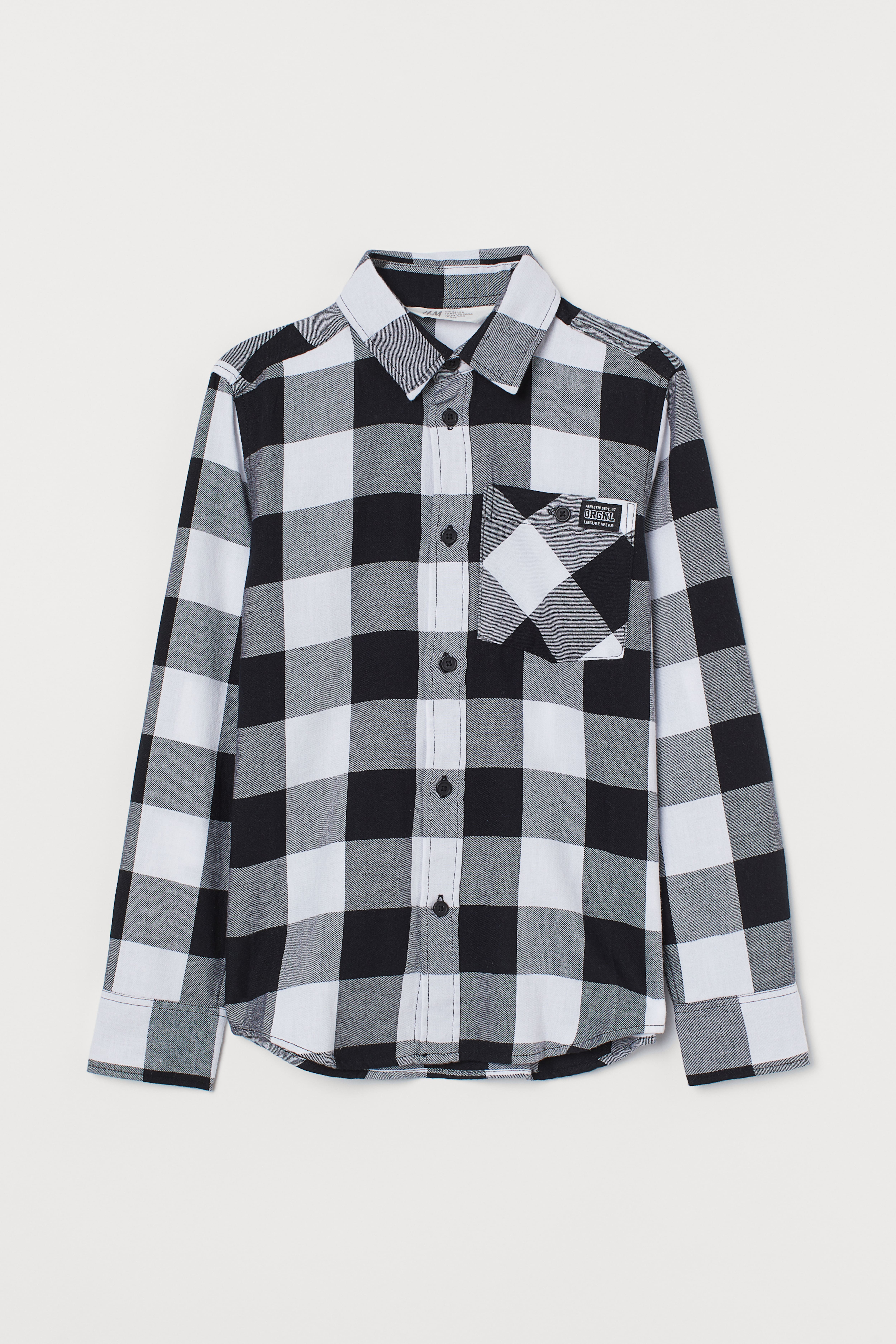 Cotton Flannel Shirt Black white checked Kids H M CA