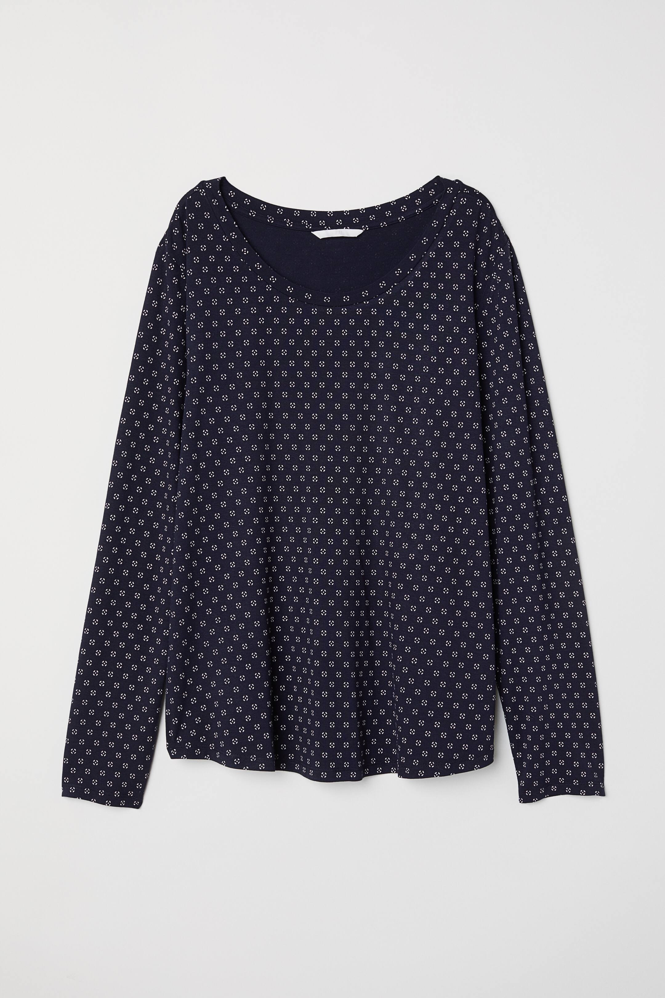 View larger image: Long-sleeved jersey top - Dark blue - Ladies | H&M 1