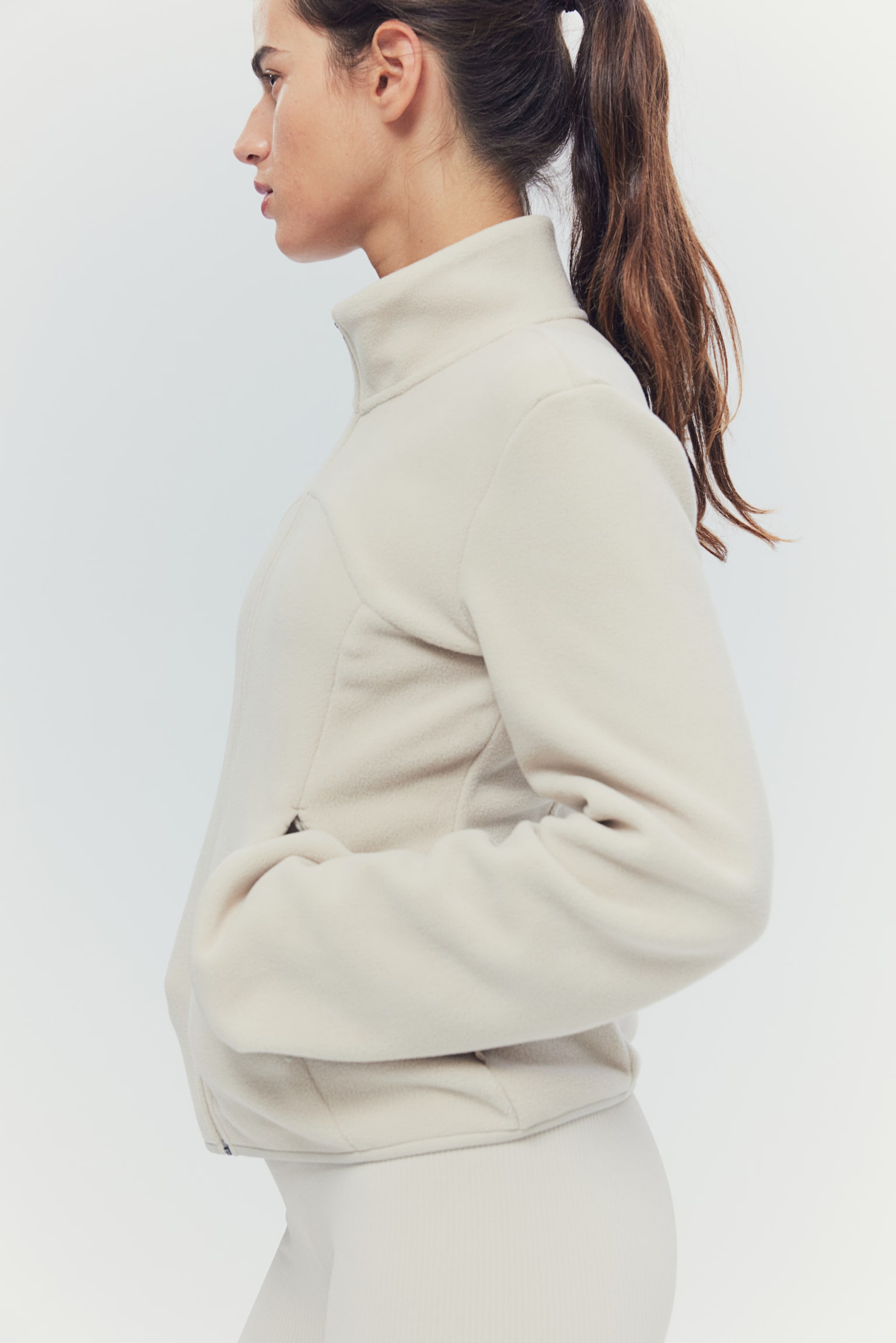 Sports fleece jacket in DryMove™ - Light beige - 5