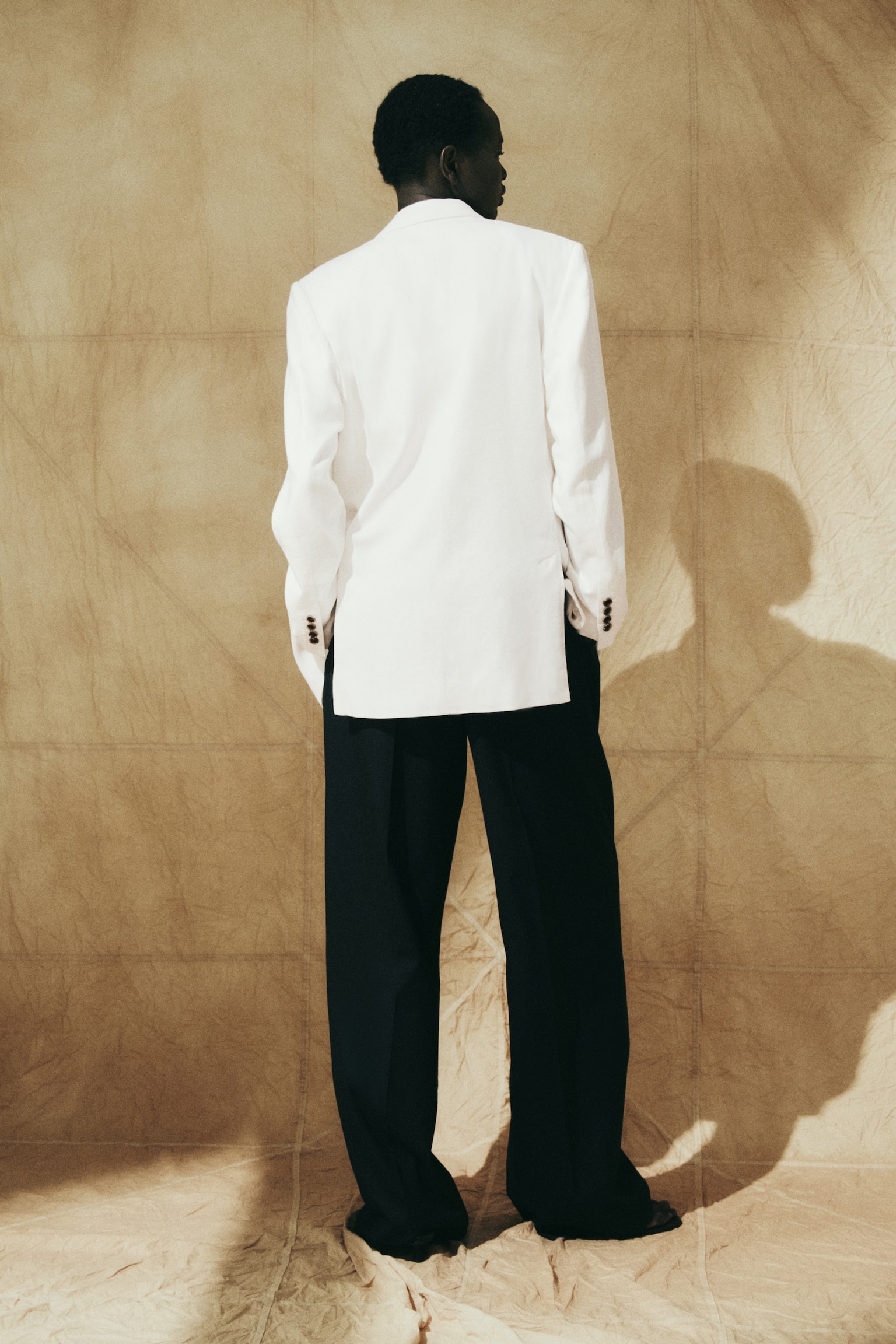 Сако от ленена смес - Кремав - 3