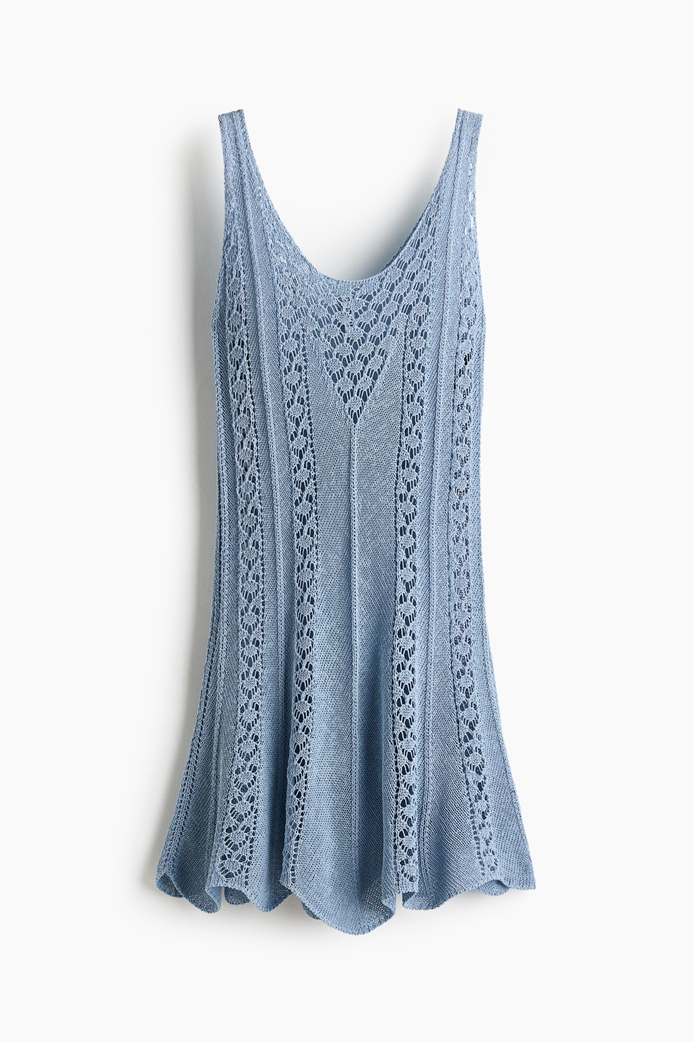 Crochet-look dress - Light dusty blue