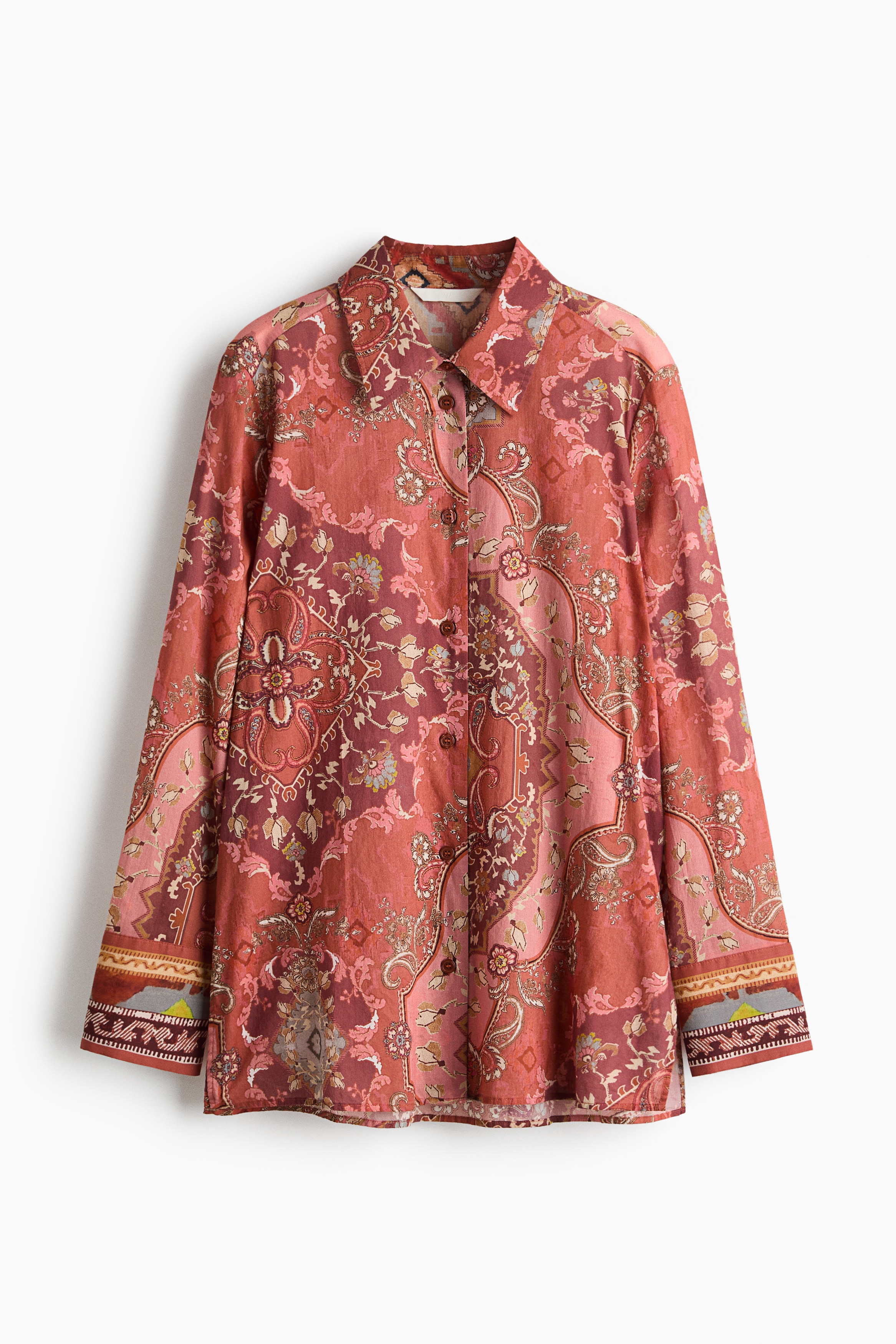 Camisa estampada de algodón - Rojo empolvado/Estampado