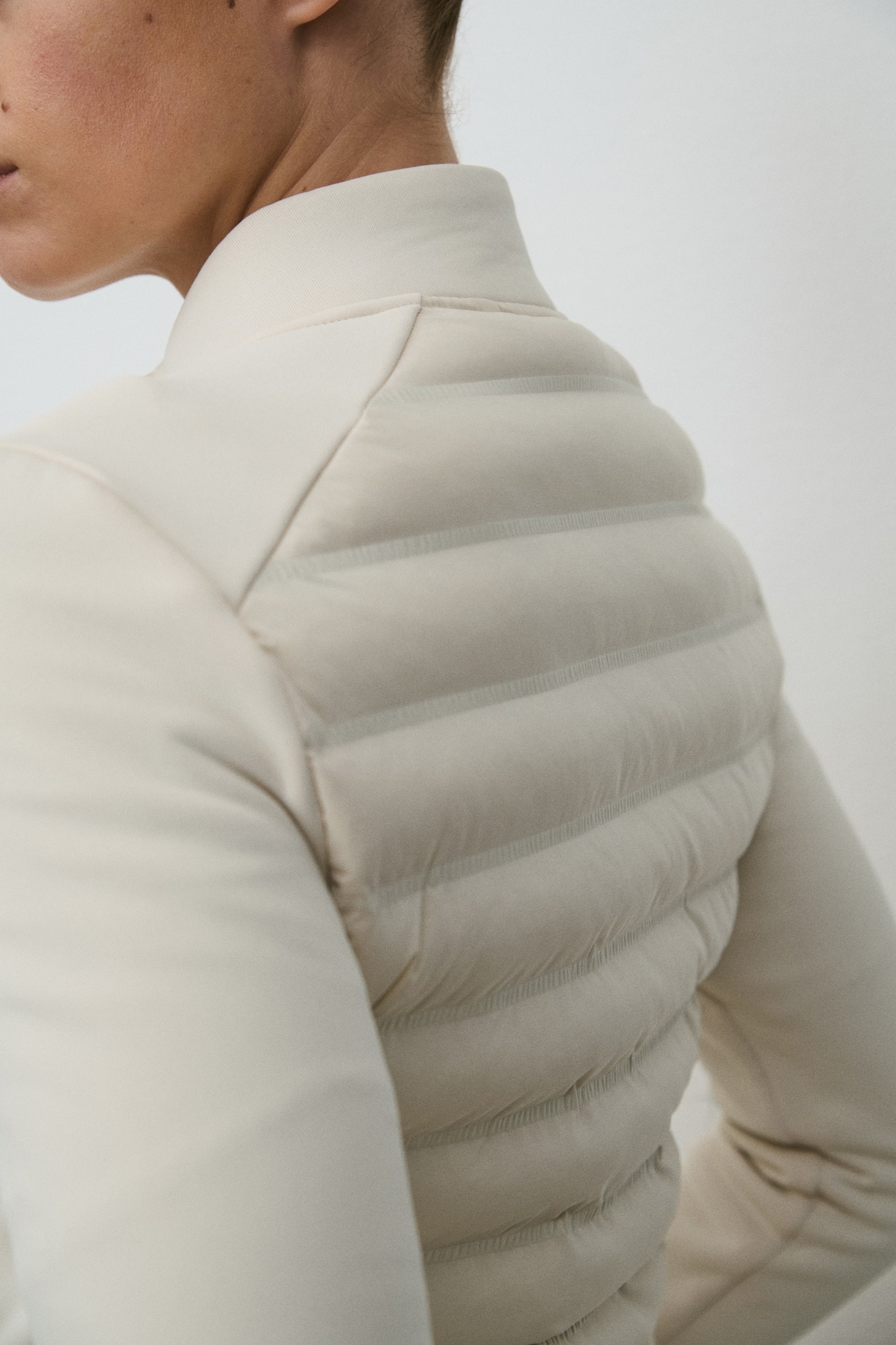 מעיל היברידי מרופד ThermoMove™‎ - בז' בהיר/שחור/שזיף שוקולד - 3