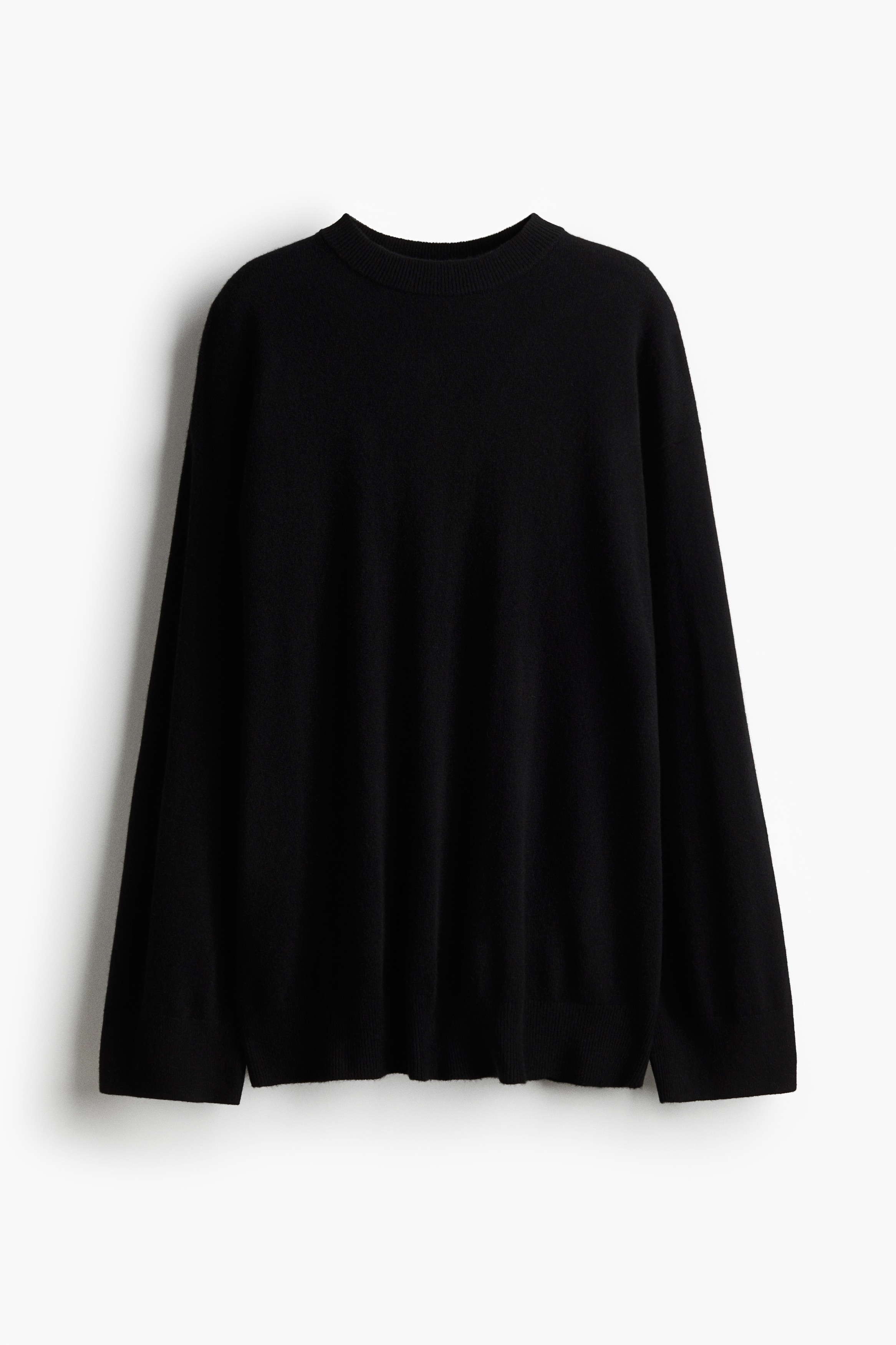 Обемен пуловер от кашмир - Черен