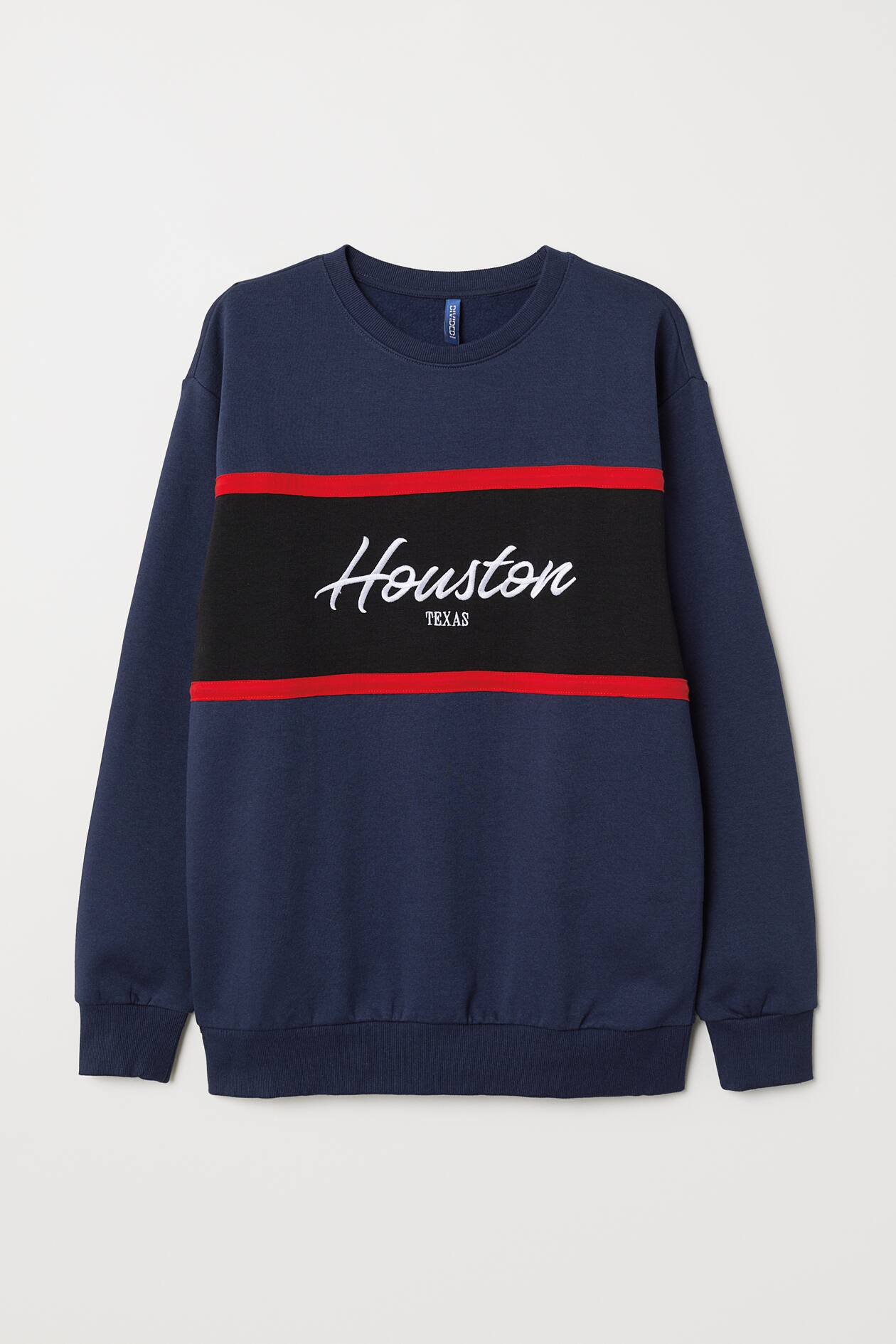 Sweatshirt with Motif Long sleeve Dark blue/Houston Men H&M US