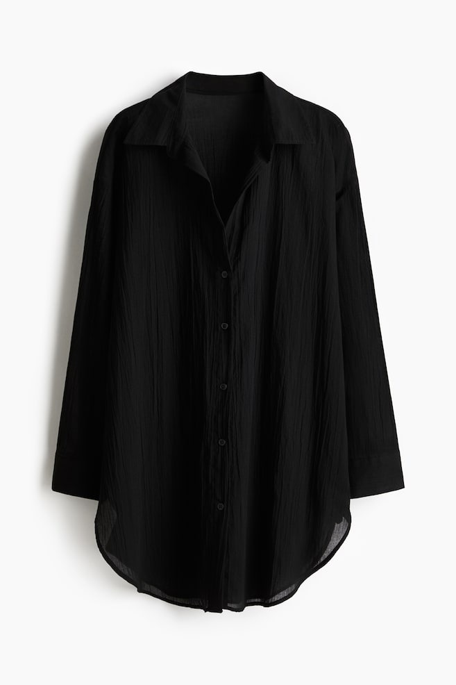Camisa larga de algodón-Negro - 1