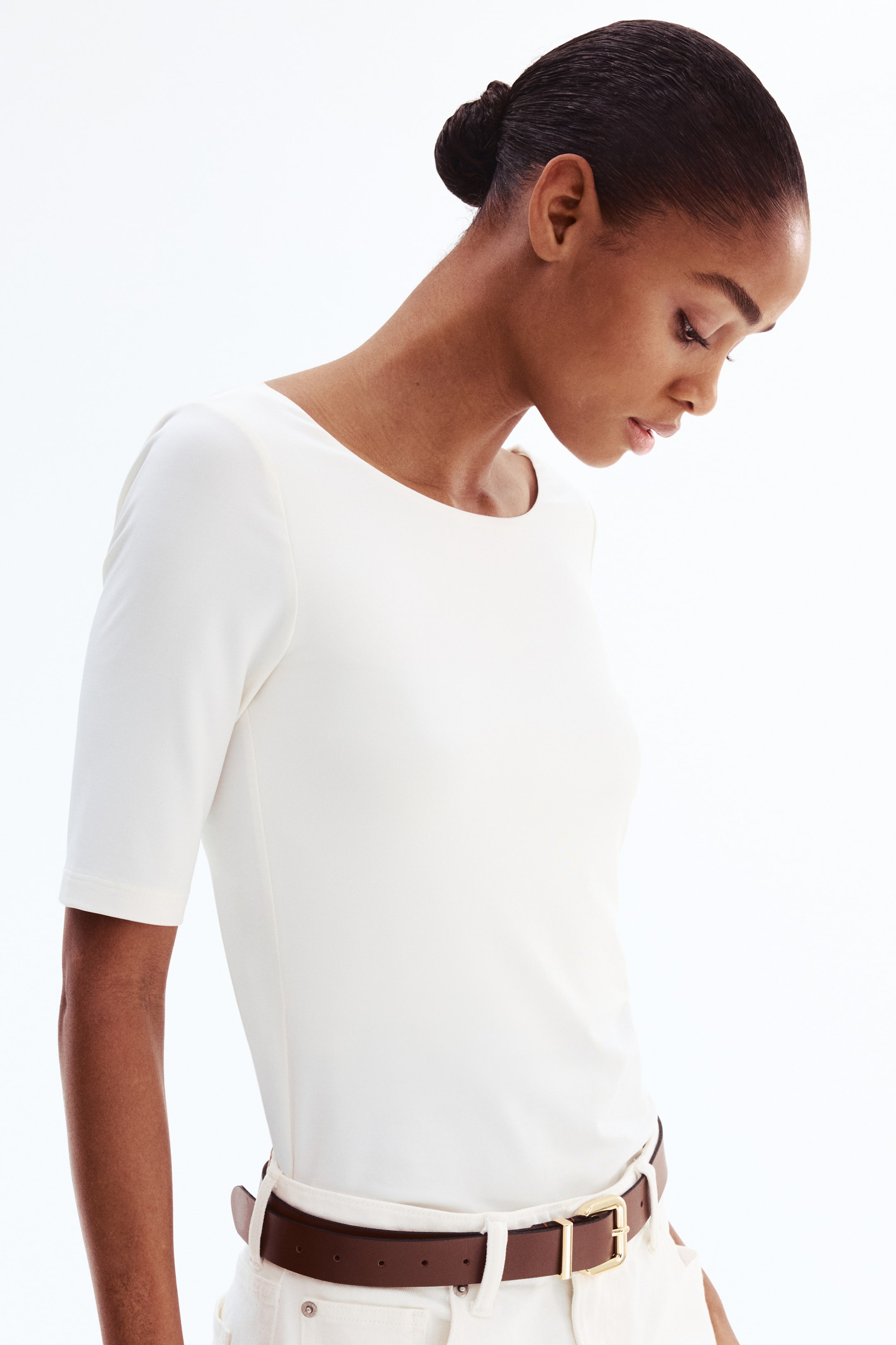 View larger image: Ballerina-neckline top - White - Ladies | H&M SG 1