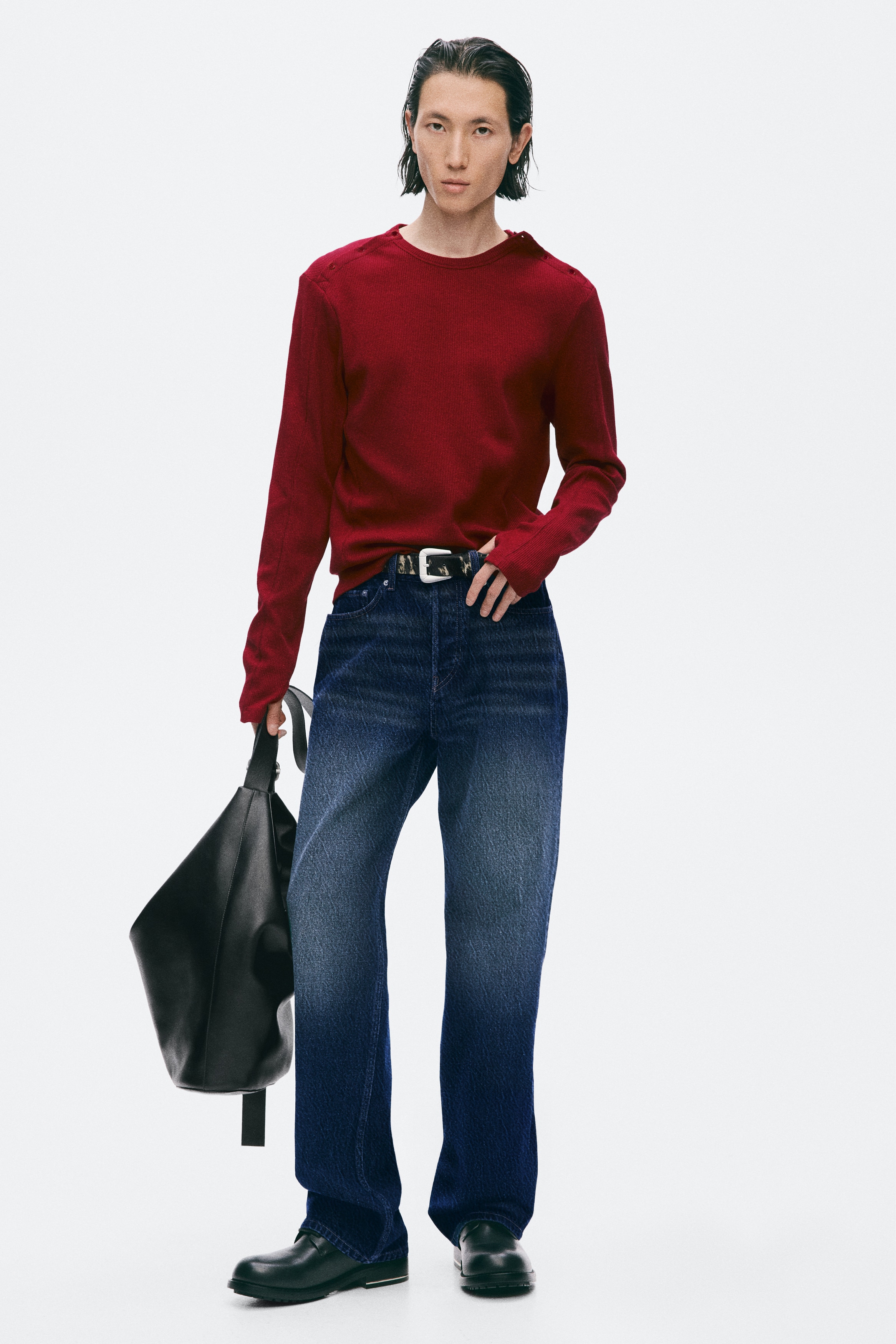 Pamučna majica Slim Fit - Crvena/Tamnoplava
