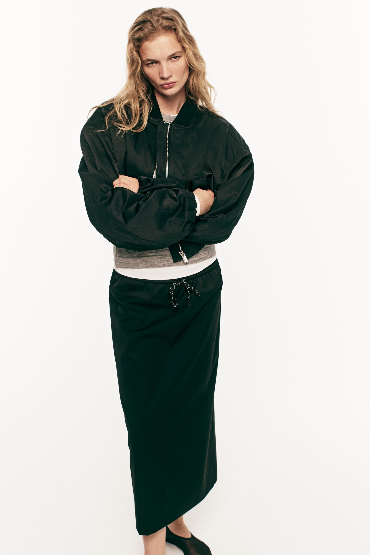 Wool-blend skirt - Black - 1