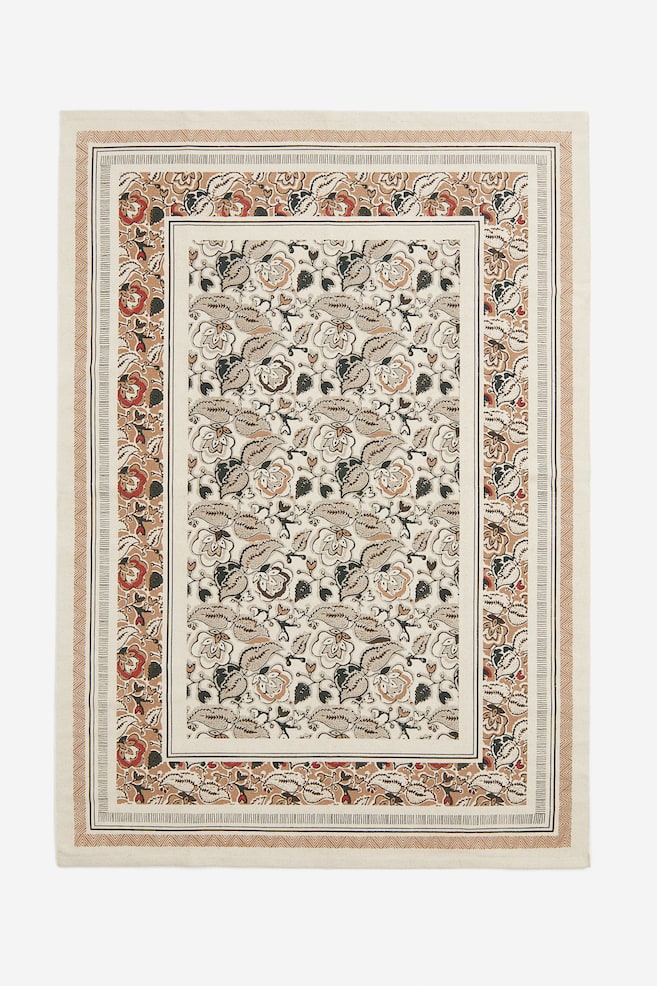 Patterned cotton rug - Beige/Floral - 1