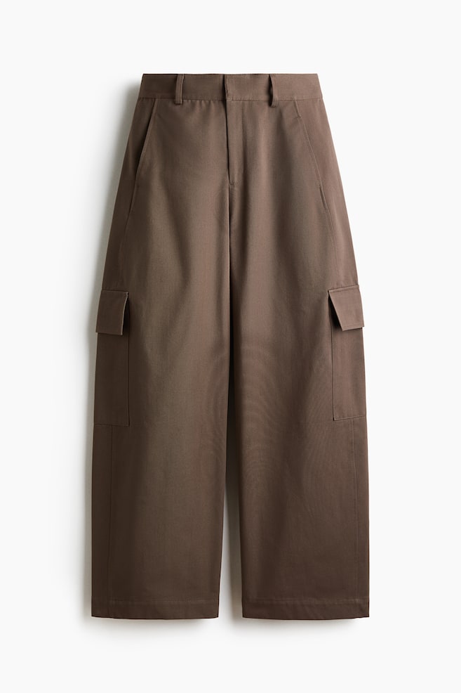 Cotton Barrel-Leg Pants - Khaki green - 1