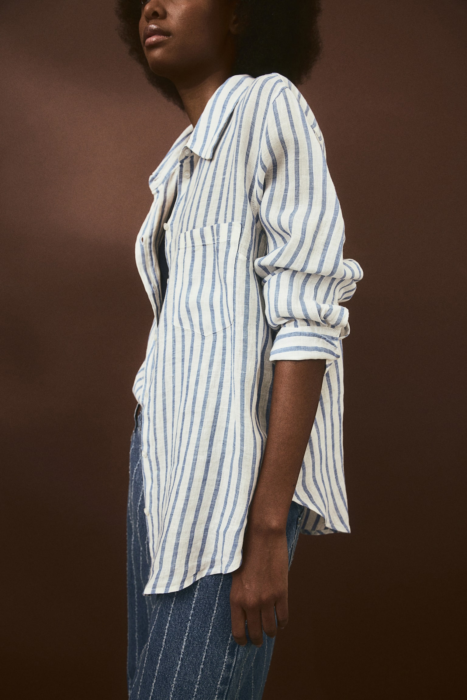 Linen shirt - White/Blue striped/White/Light beige/Black/Pale blue/Blue/White striped - 4