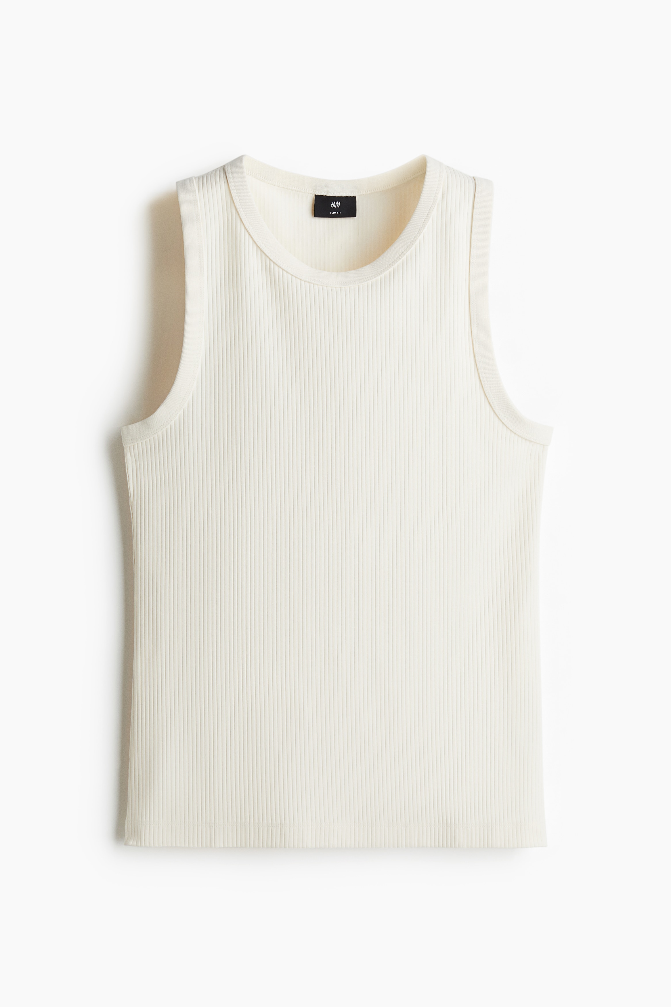 Geribde tanktop - Slim Fit - Roomwit