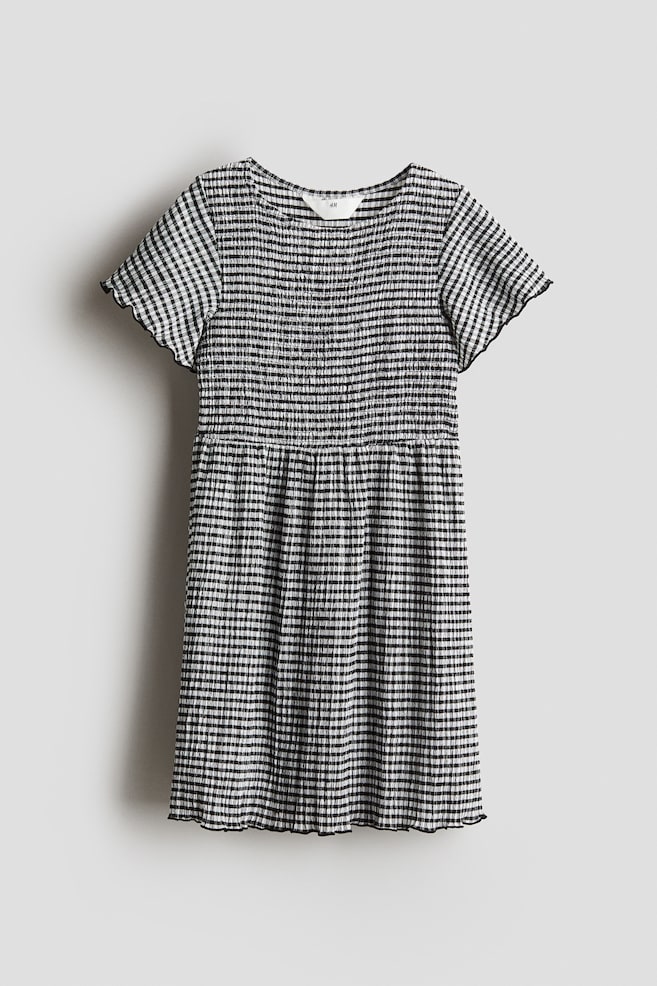 Robe à smocks - Noir/carreaux - 1