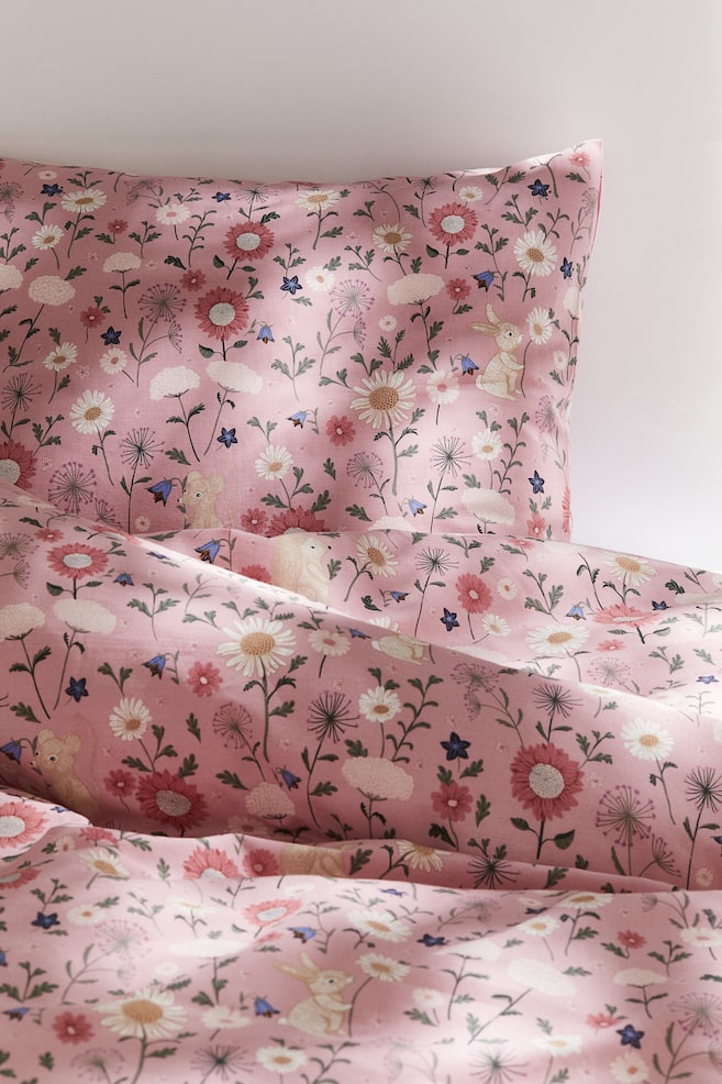 Patterned single duvet cover set - Light pink/Patterned - 1