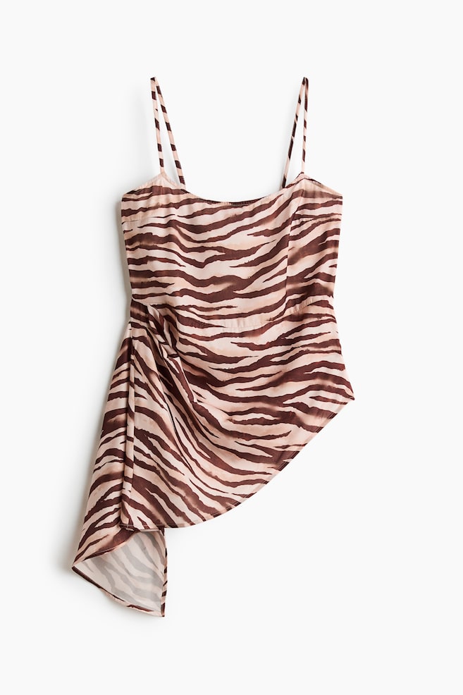 Draped-panel strappy top - Pale pink/Zebra print - 1