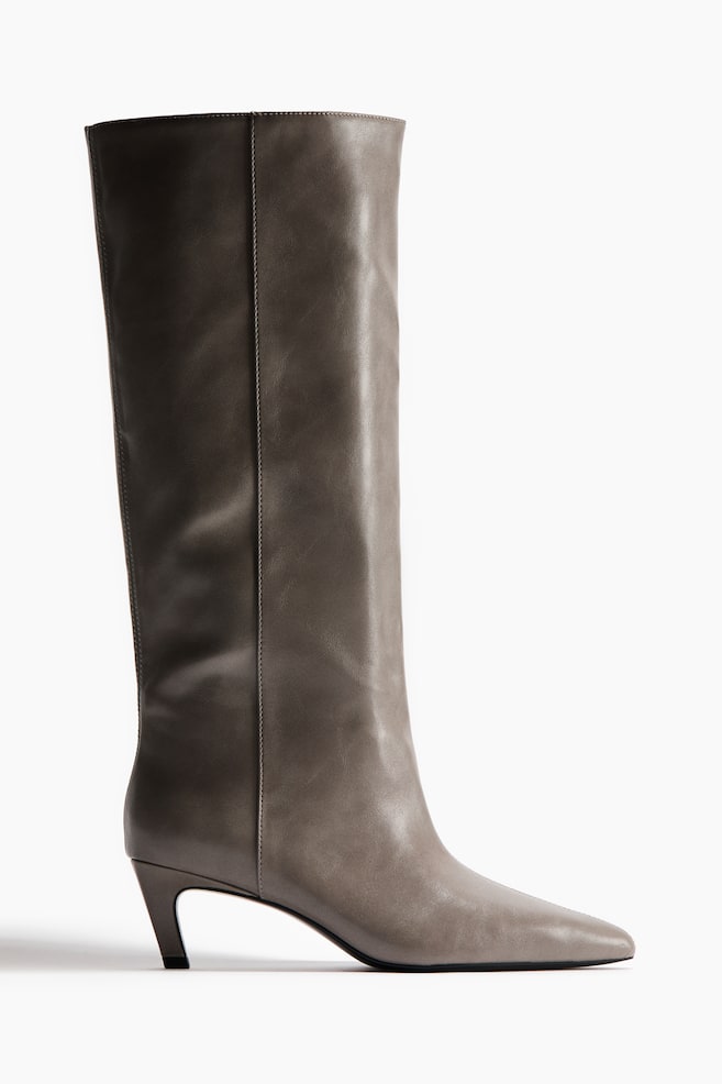 Pointed Boots - Gray/Beige/Black - 1