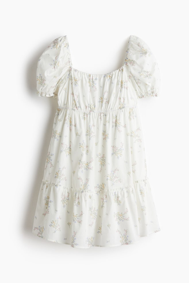 Robe volantée - Blanc/fleuri/Noir/Blanc - 1