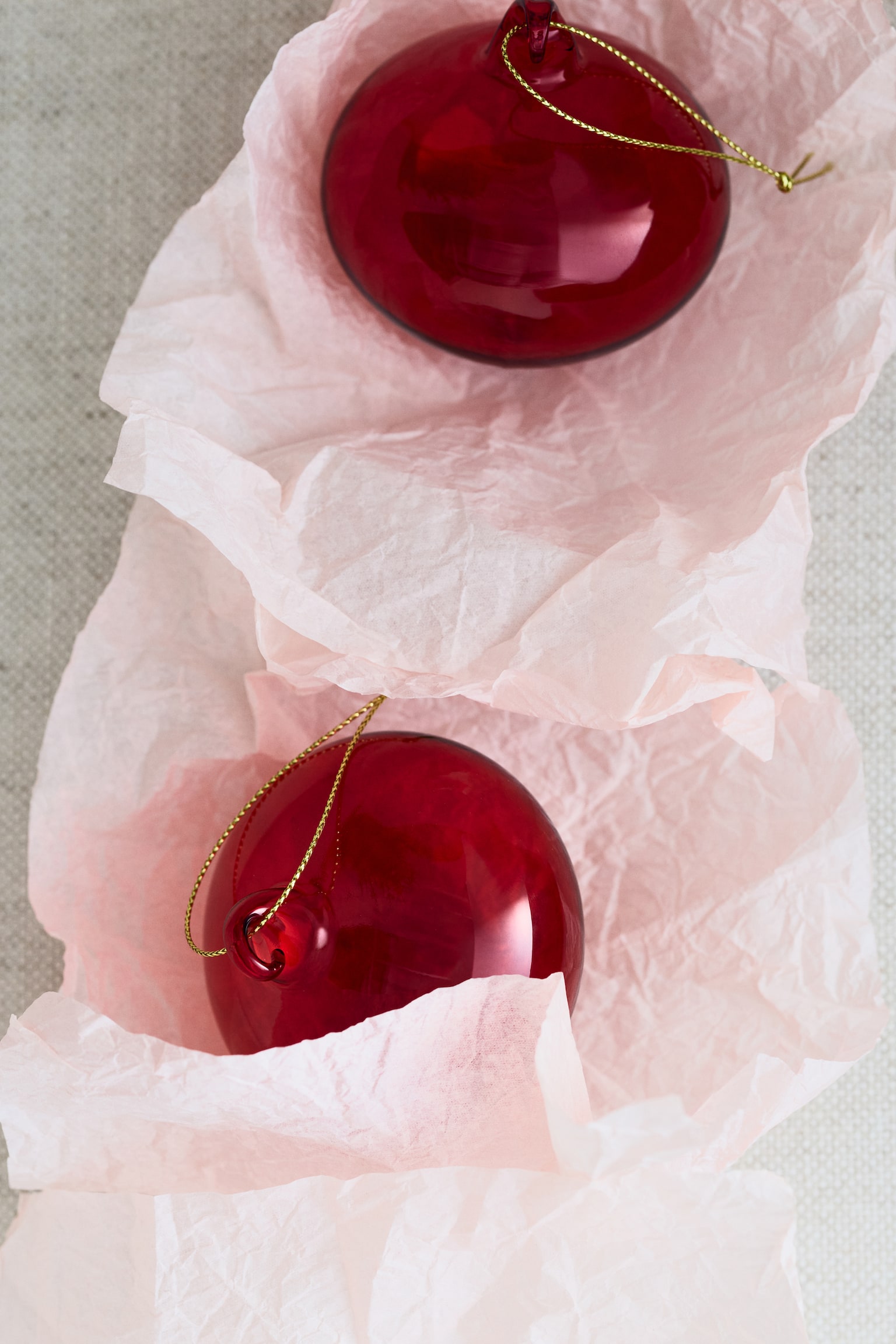 Glass bauble - Red/Clear glass/Dark green - 1