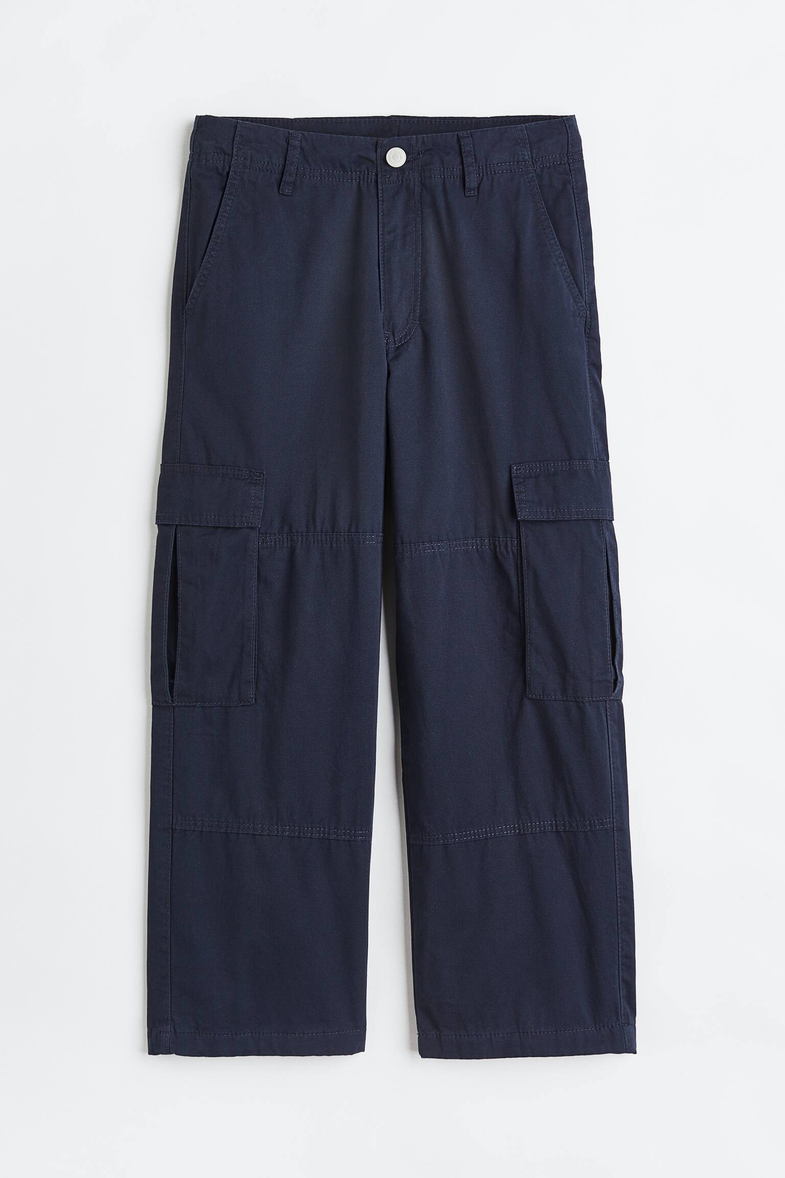 Lined Cotton Cargo Pants - Navy blue - 1