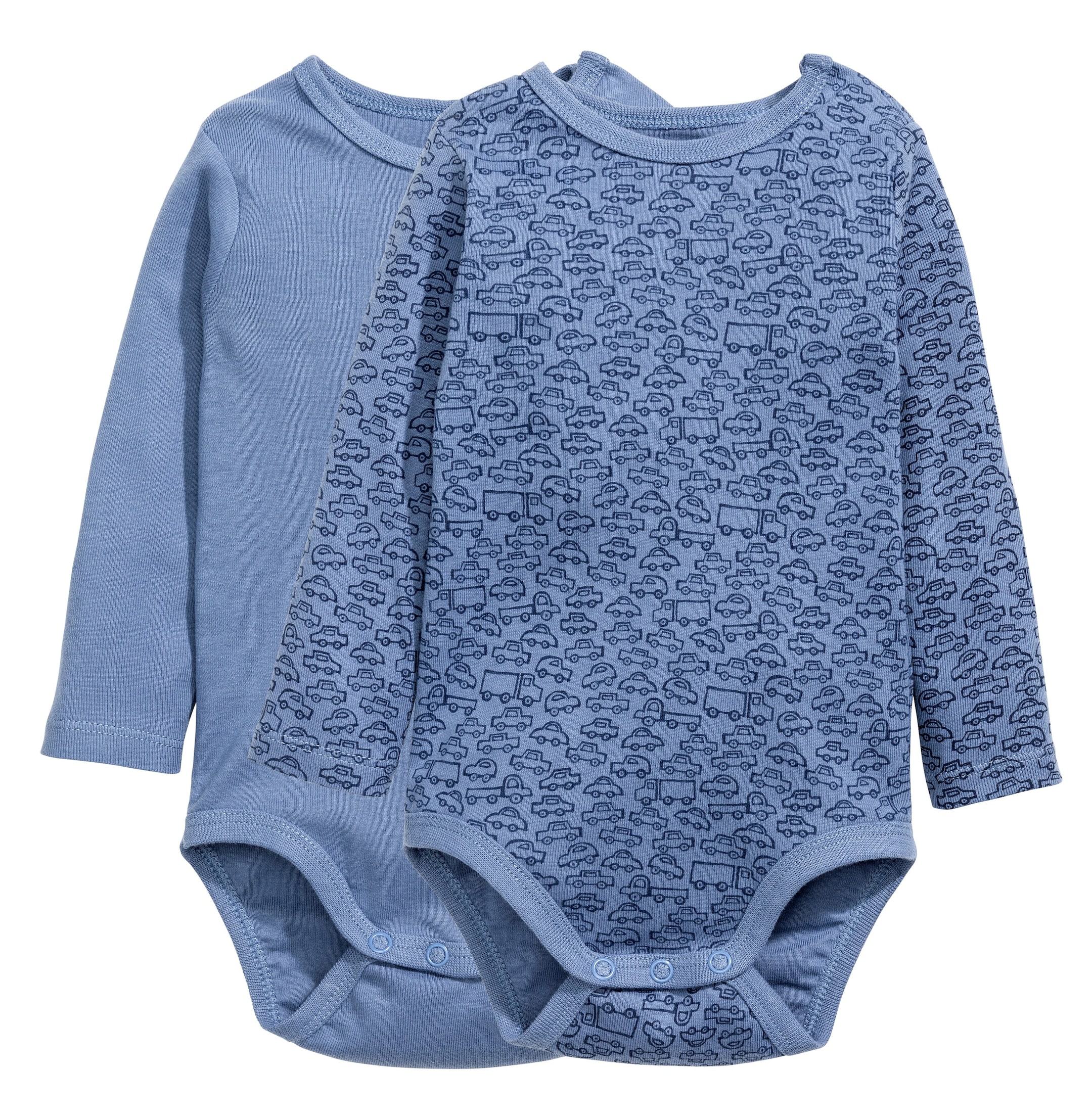 View larger image: 2-pack long-sleeved bodysuits - Dark blue/Cars - Kids | H&M GB 1