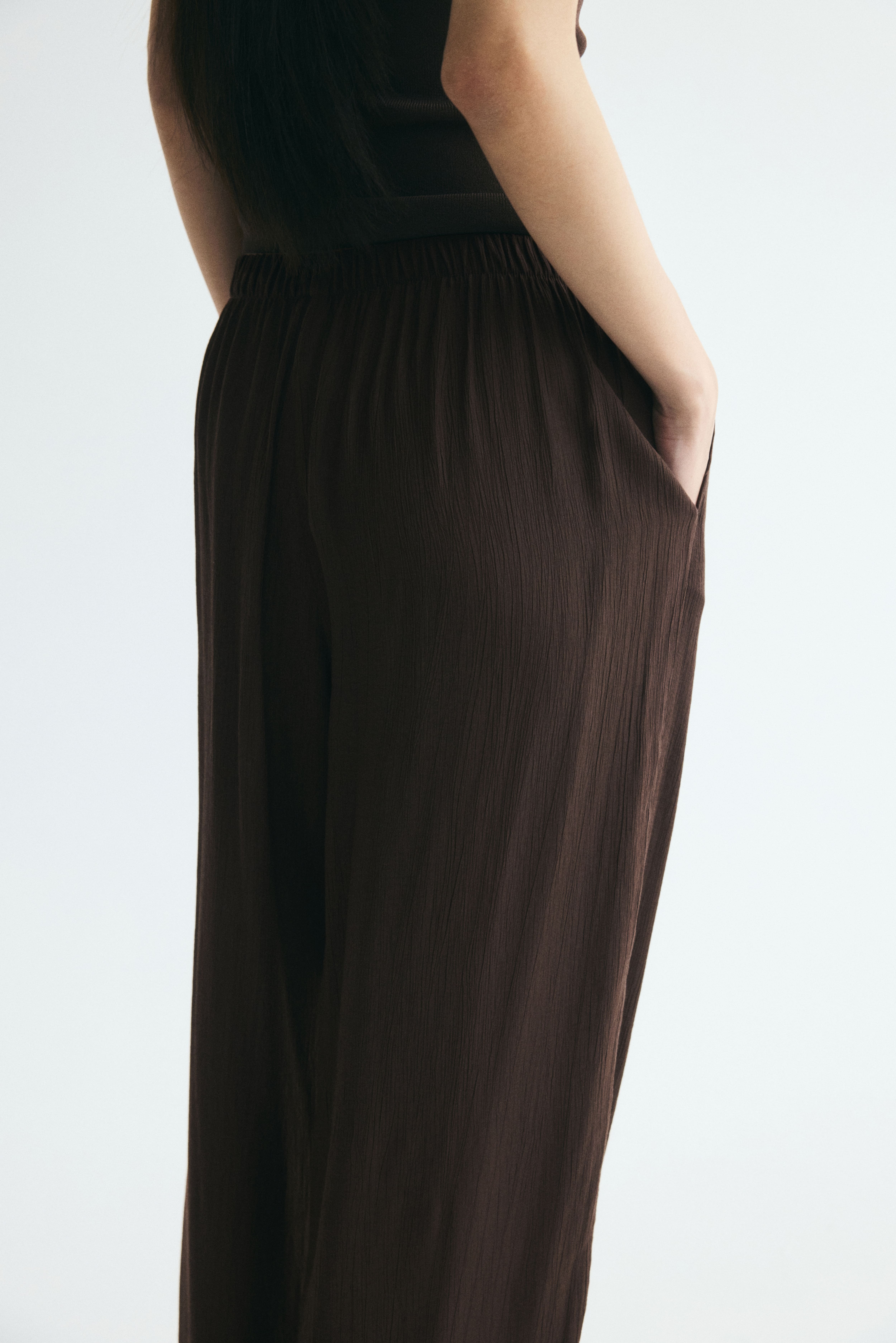 Crinkled Viscose-Blend Pants