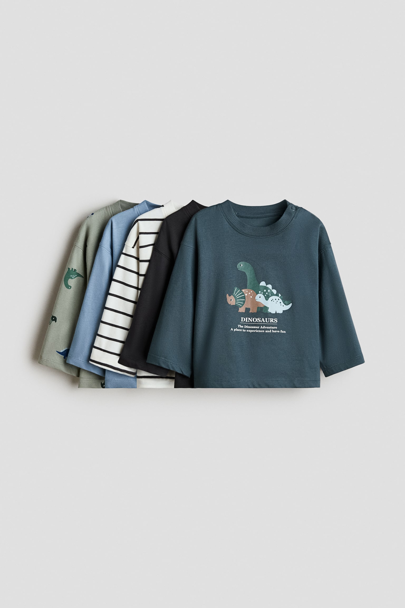 長袖Tシャツ 5枚セット - ダークグリーン／恐竜