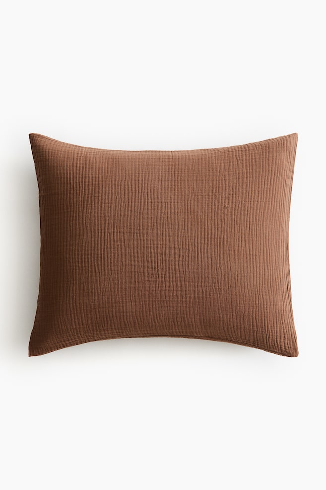 Cotton Muslin Pillowcase - Brown/Charcoal gray/Light pink/Light beige/Light taupe/Light dusty green/White/Dark beige - 1