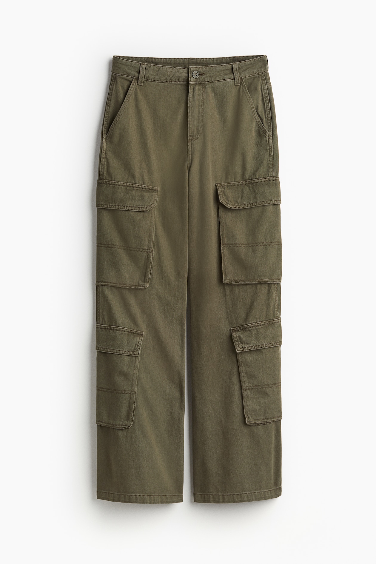 Women's Dark khaki green Wide-leg Cargo Pants | H&M PH
