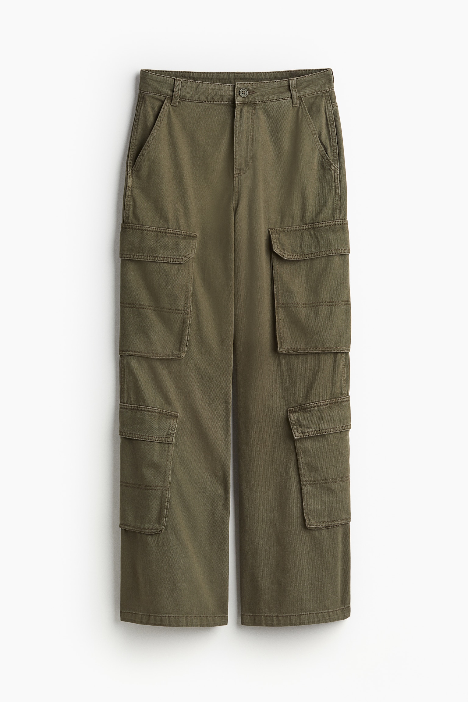 Wide cargo trousers - Dark khaki green/Brown/Beige - 2