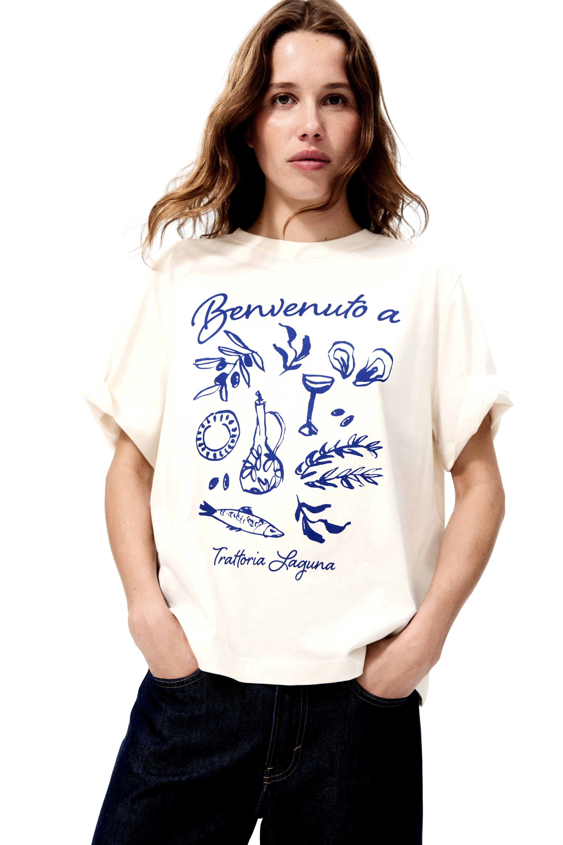 View larger image: Printed T-shirt - White/Trattoria Laguna - Ladies | H&M 1