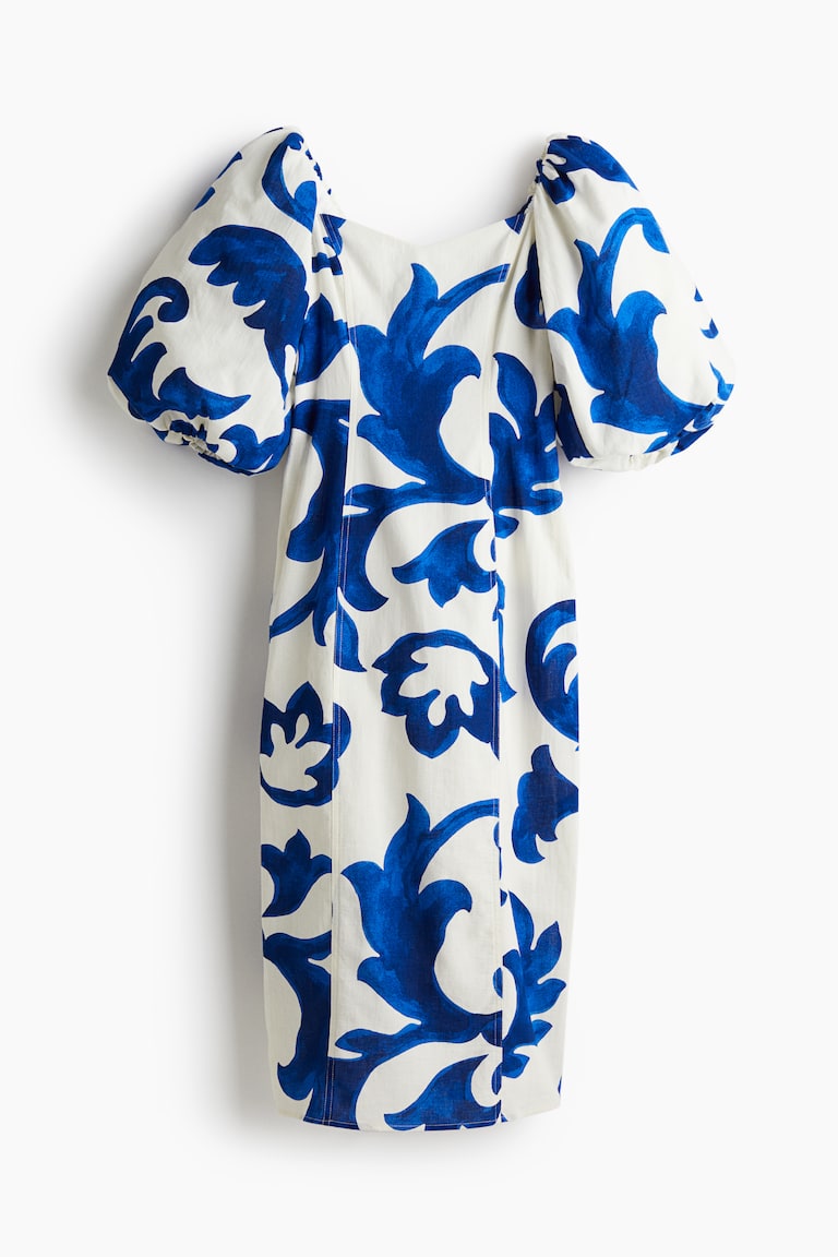 blue and white dress h and m Sweden Blue Dot Printed Satin Cotton Shirt – Hamercop main image 1