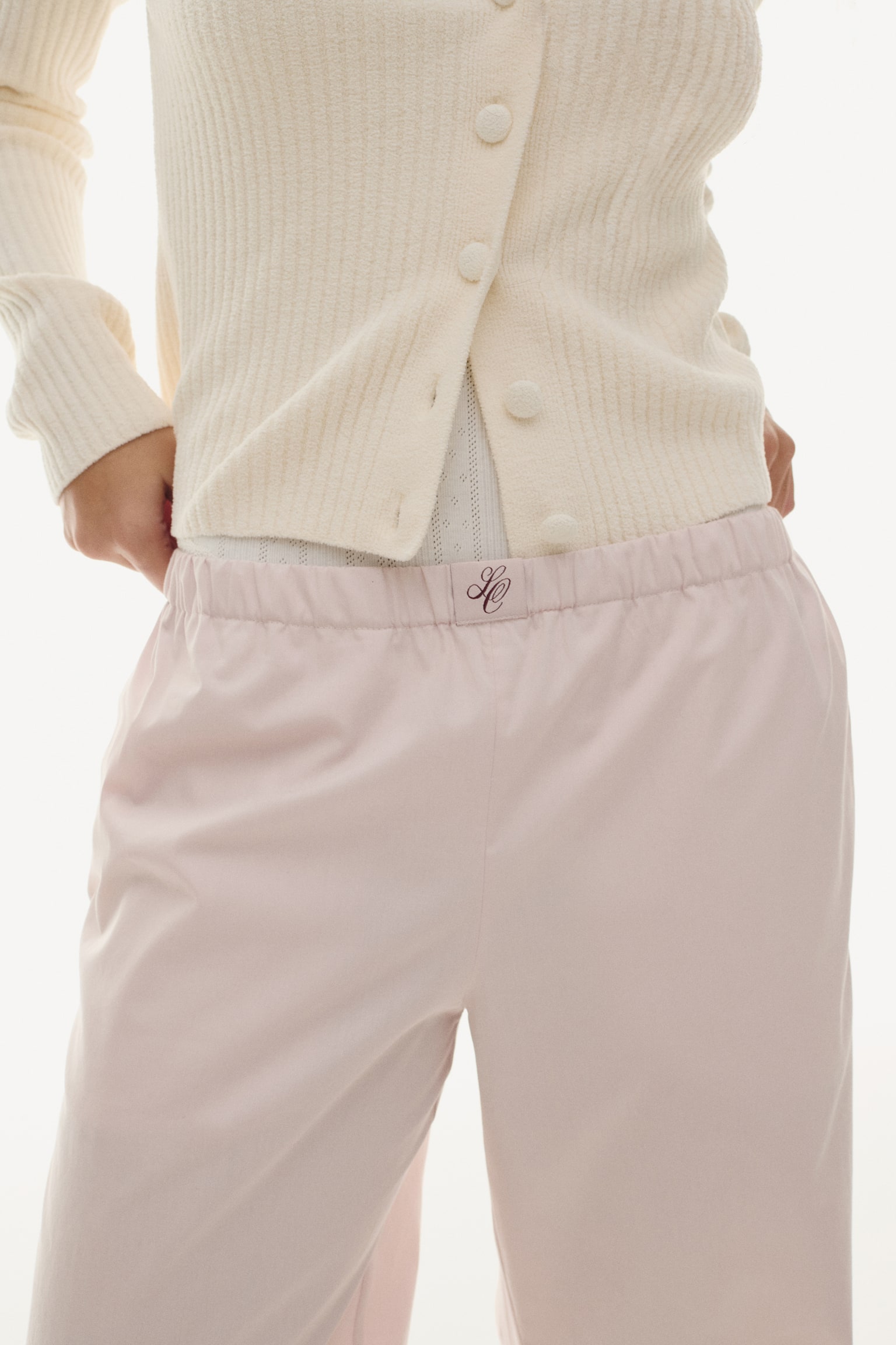 Broek van katoenen popeline - Lichtroze/Bordeauxrood - 3