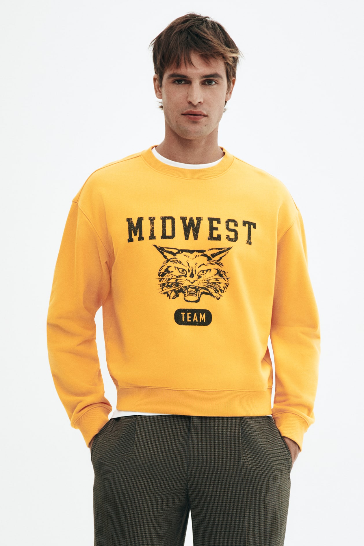 Sweat imprimé Loose Fit - Jaune/Midwest - HOMME | H&M FR