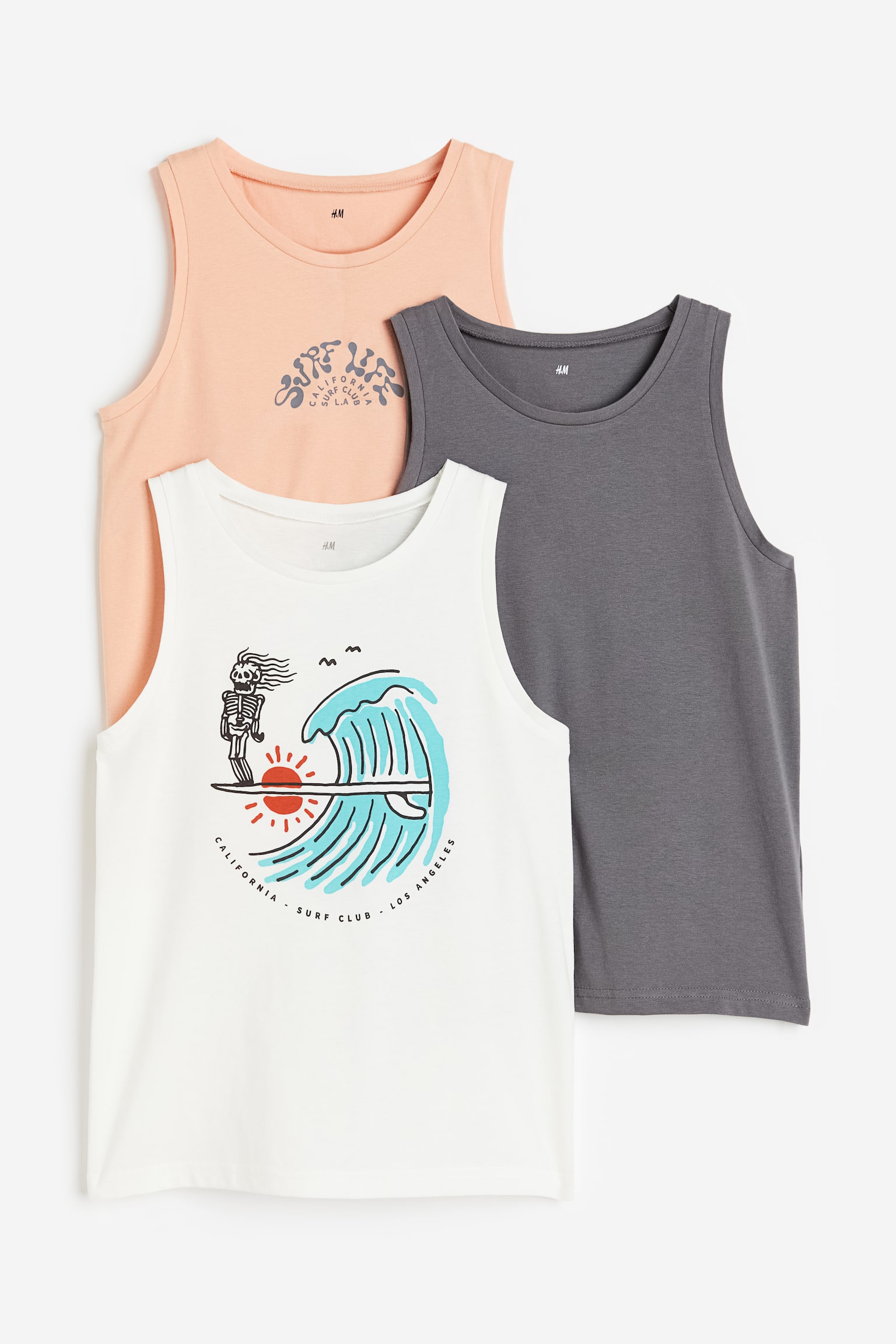 3-pack printed vest tops - Pink/Surf Life - 1