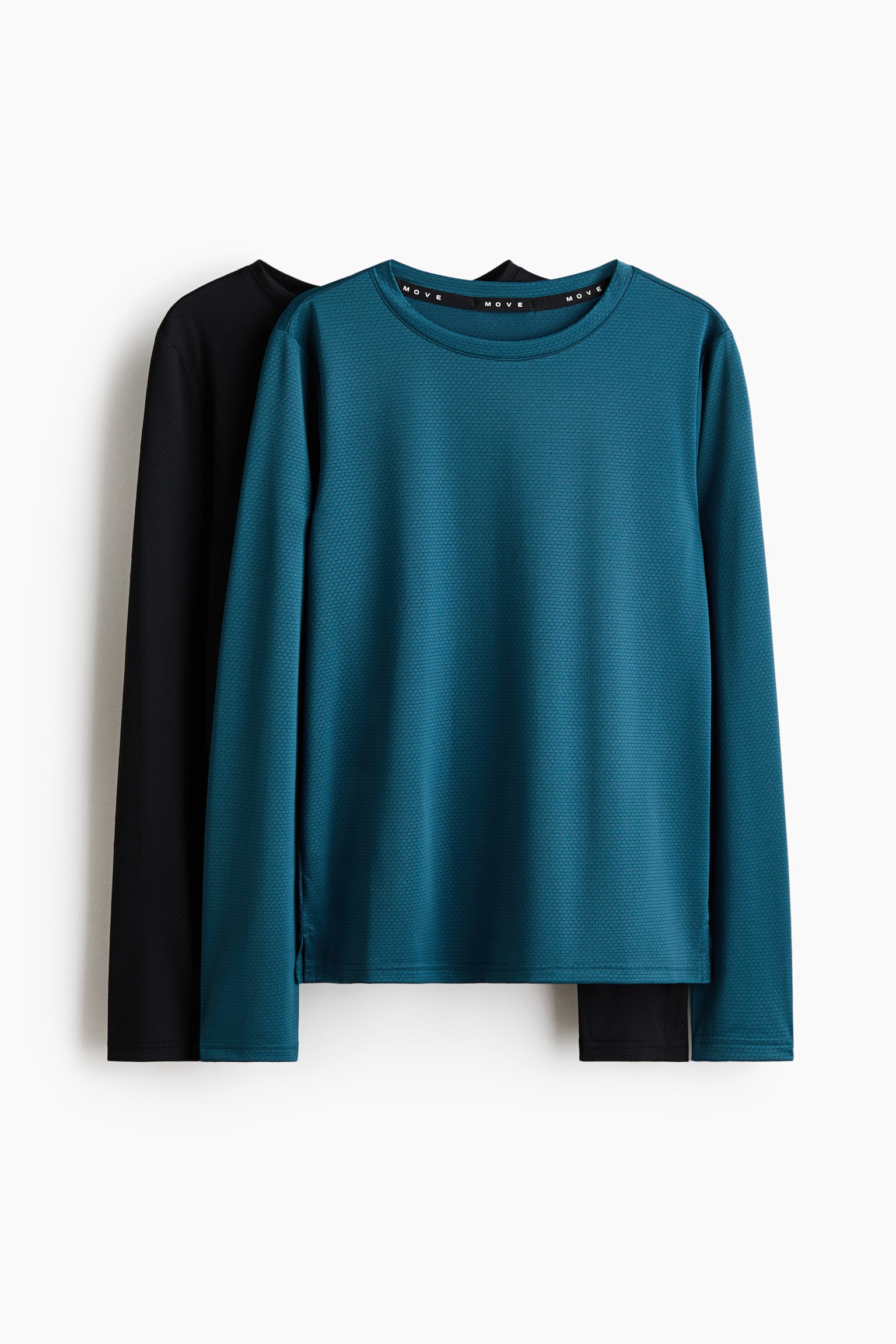 2-pack long-sleeved sports tops with DryMove™ - Dark turquoise/Black/Black