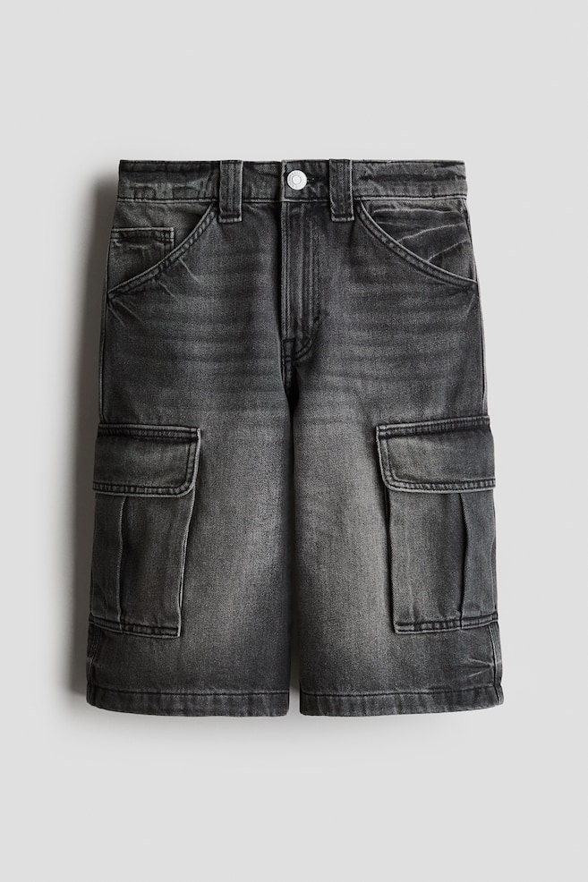 Shorts cargo de denim - Gris oscuro - 1