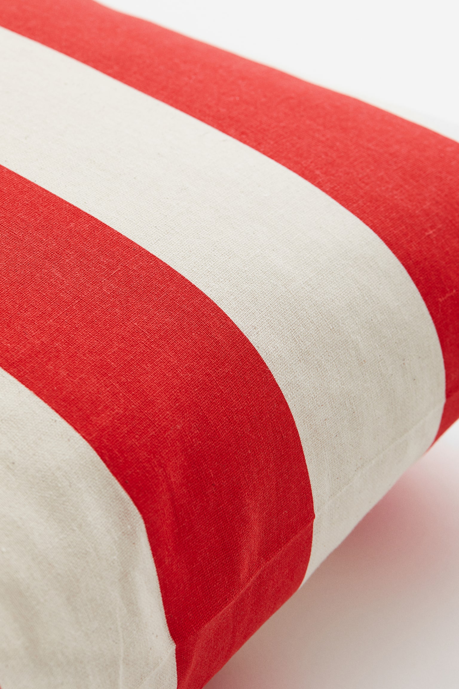 Linen-blend cushion cover - White/Red striped - 2