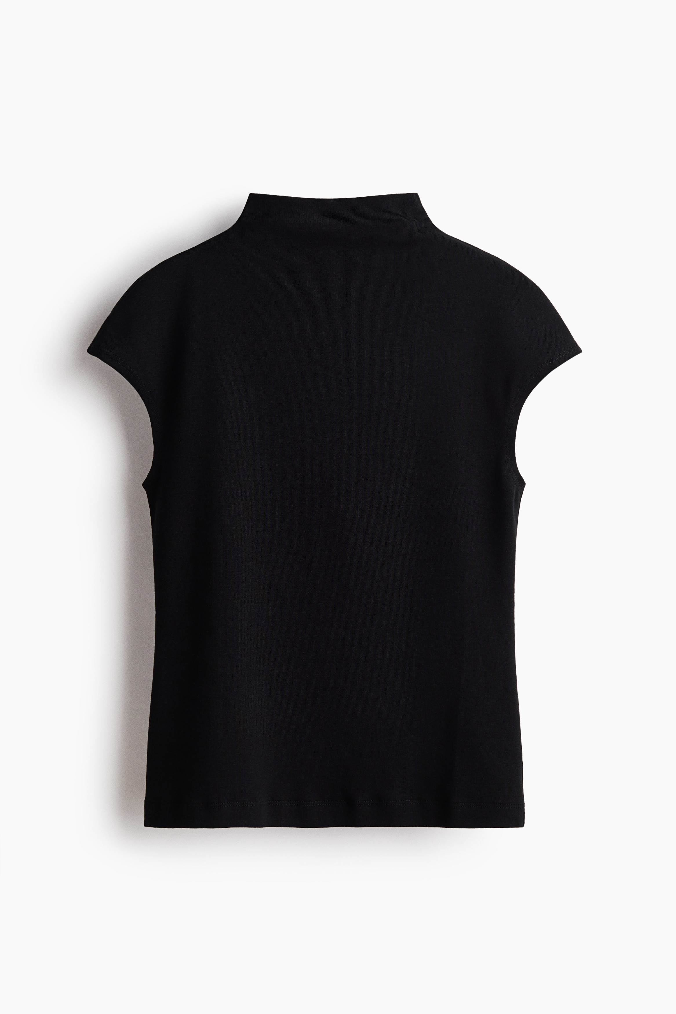 Stand-Up Collar Jersey Top - Black/Cream/Dark purple