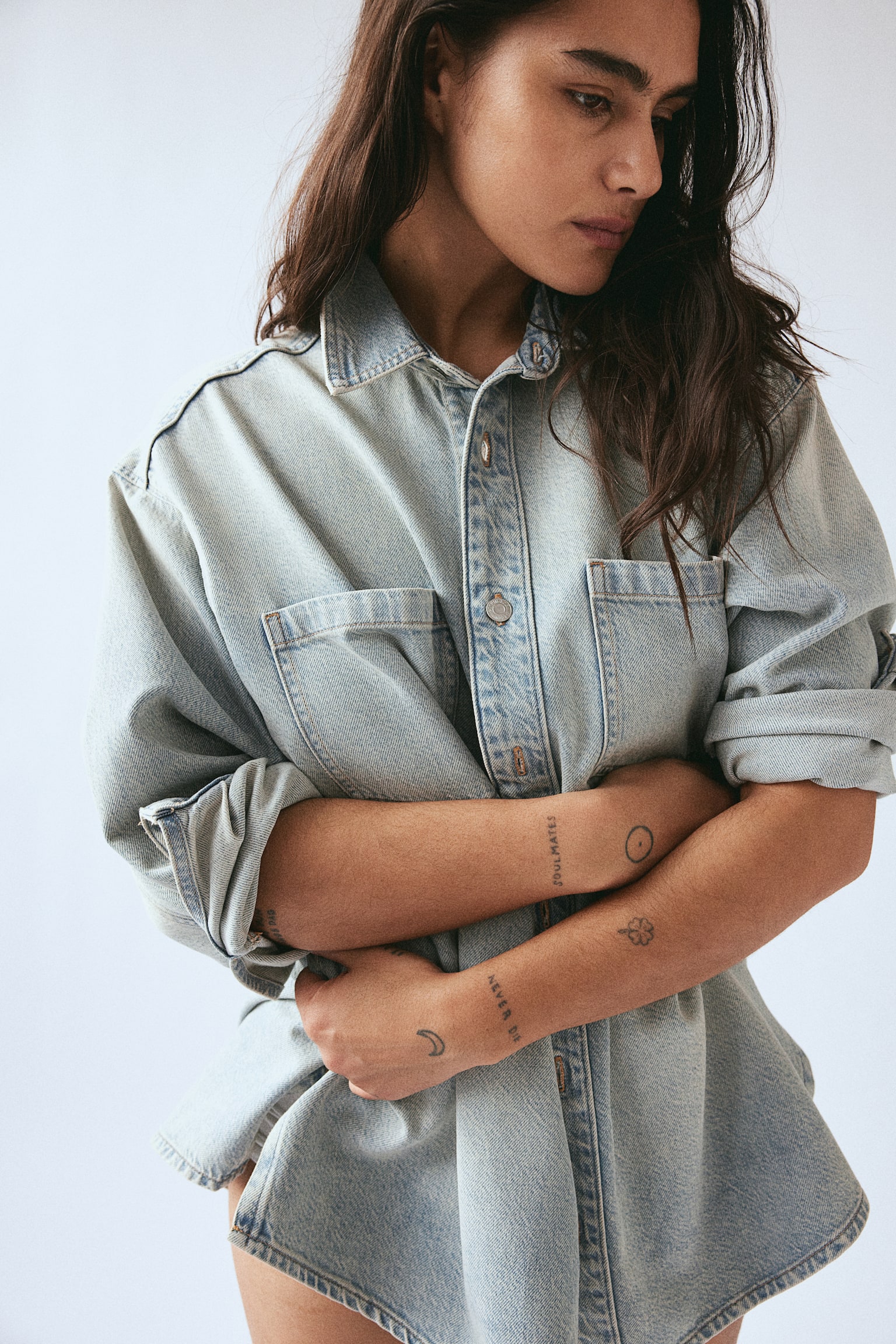 Feather Soft Denim Shirt - Pale denim blue/White - 4