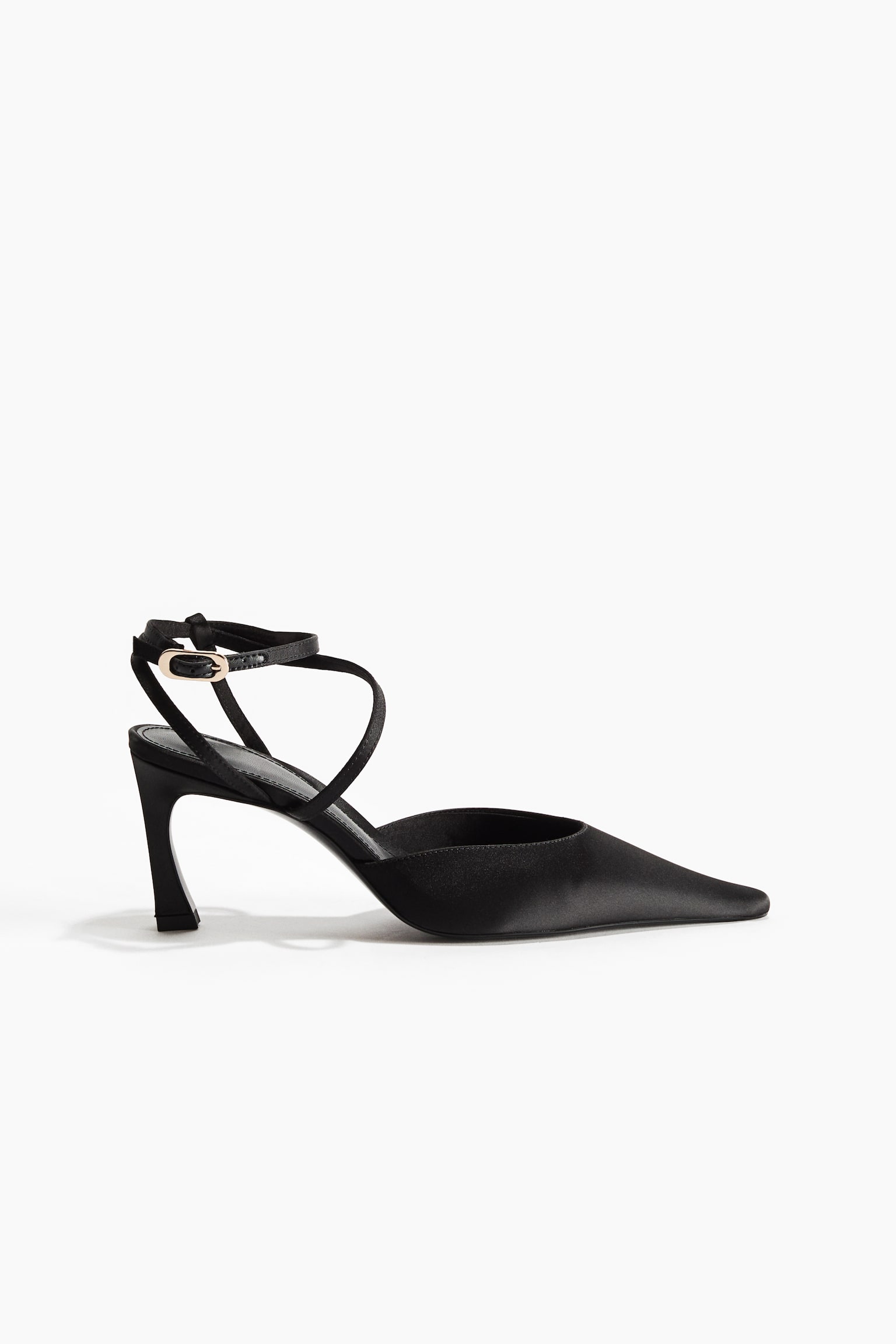 Женские туфли H&M Pointed Satin Pumps, цвет: Чёрный — фото 1