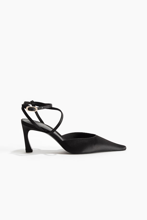 Женские туфли H&M Pointed Satin Pumps, цвет: Чёрный