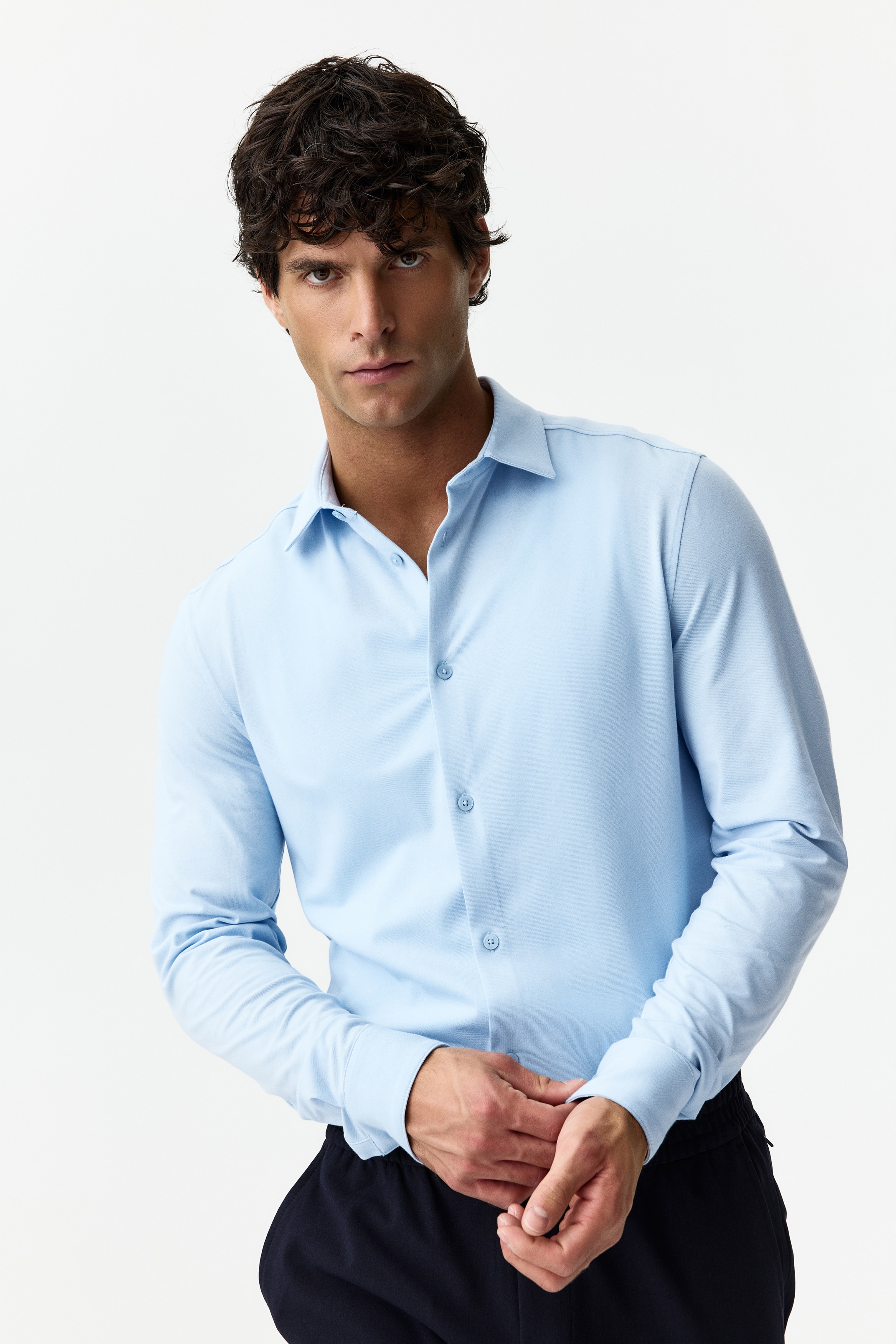 Four-way Stretch Slim Fit シャツ - ライトブルー | H&M JP