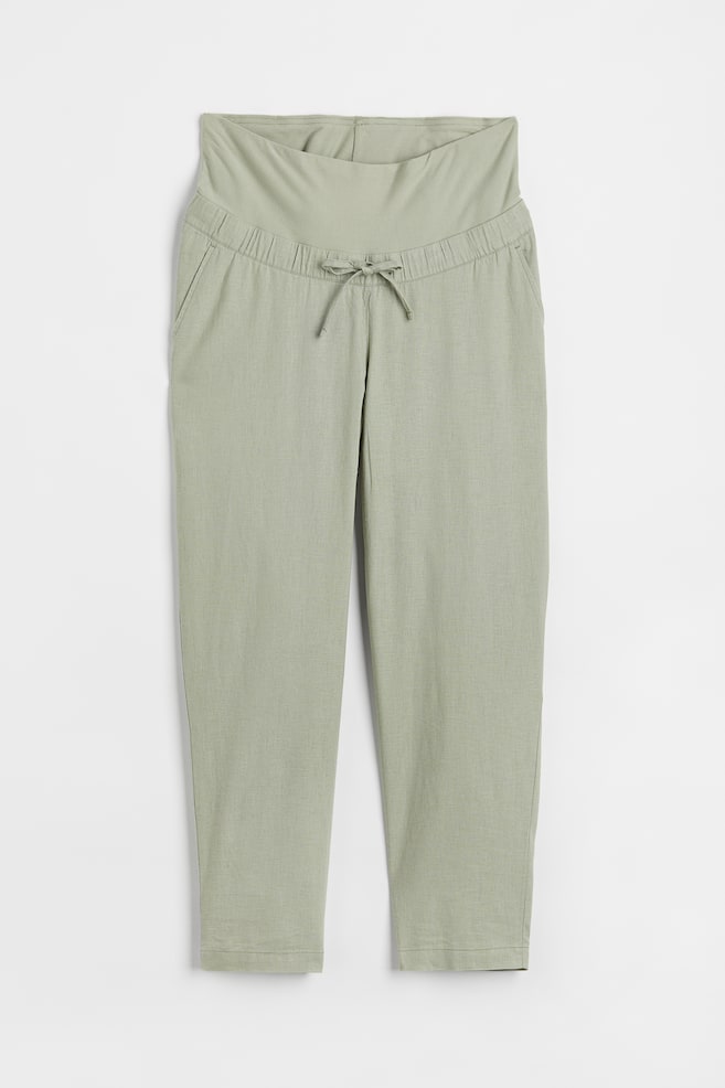 MAMA Linen-blend trousers - Light khaki green/Light blue/Black - 1