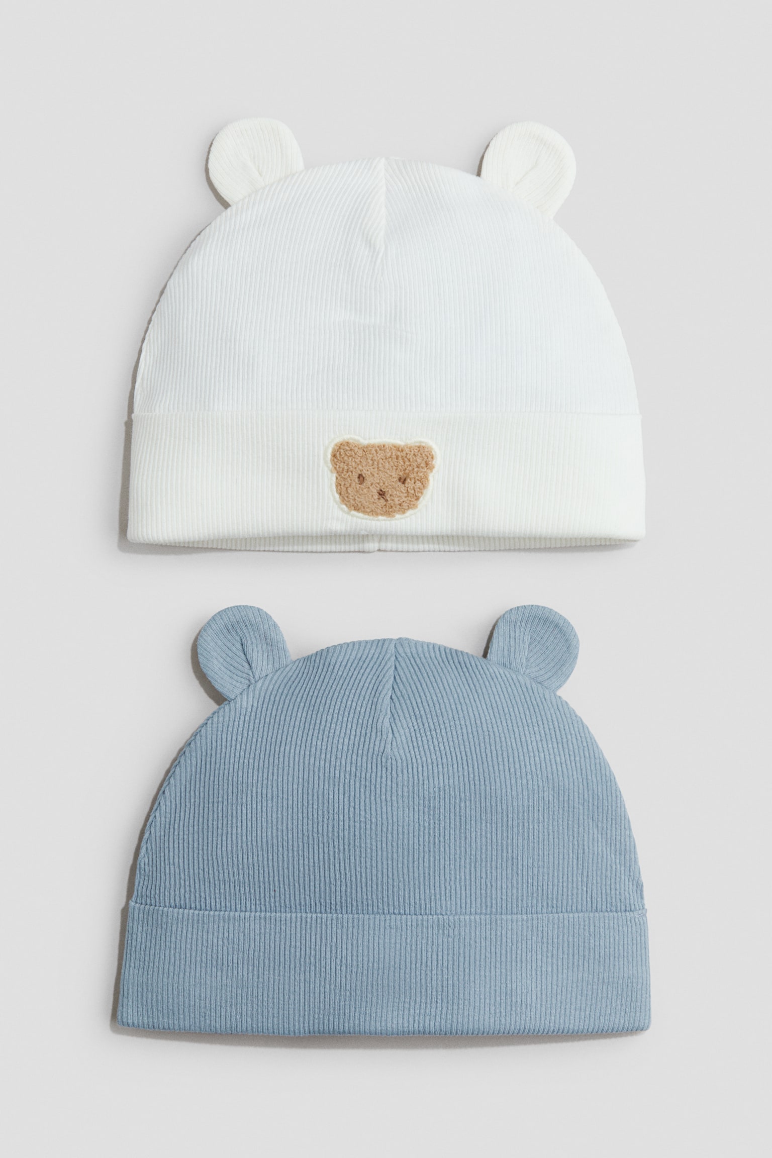 2-pack cotton jersey beanies - Dusty blue/Bear