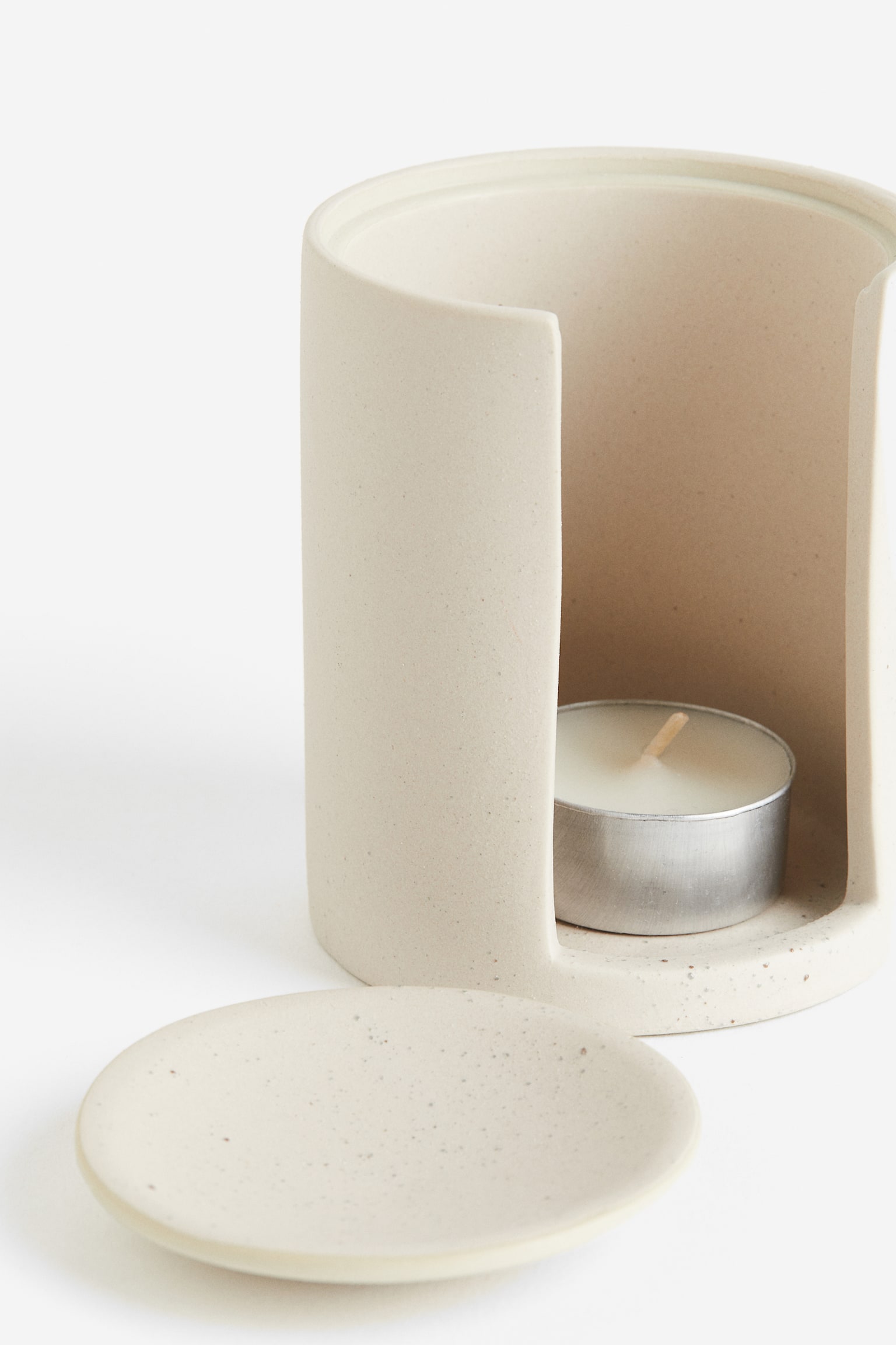 Stoneware oil burner - White/Dark grey - 2