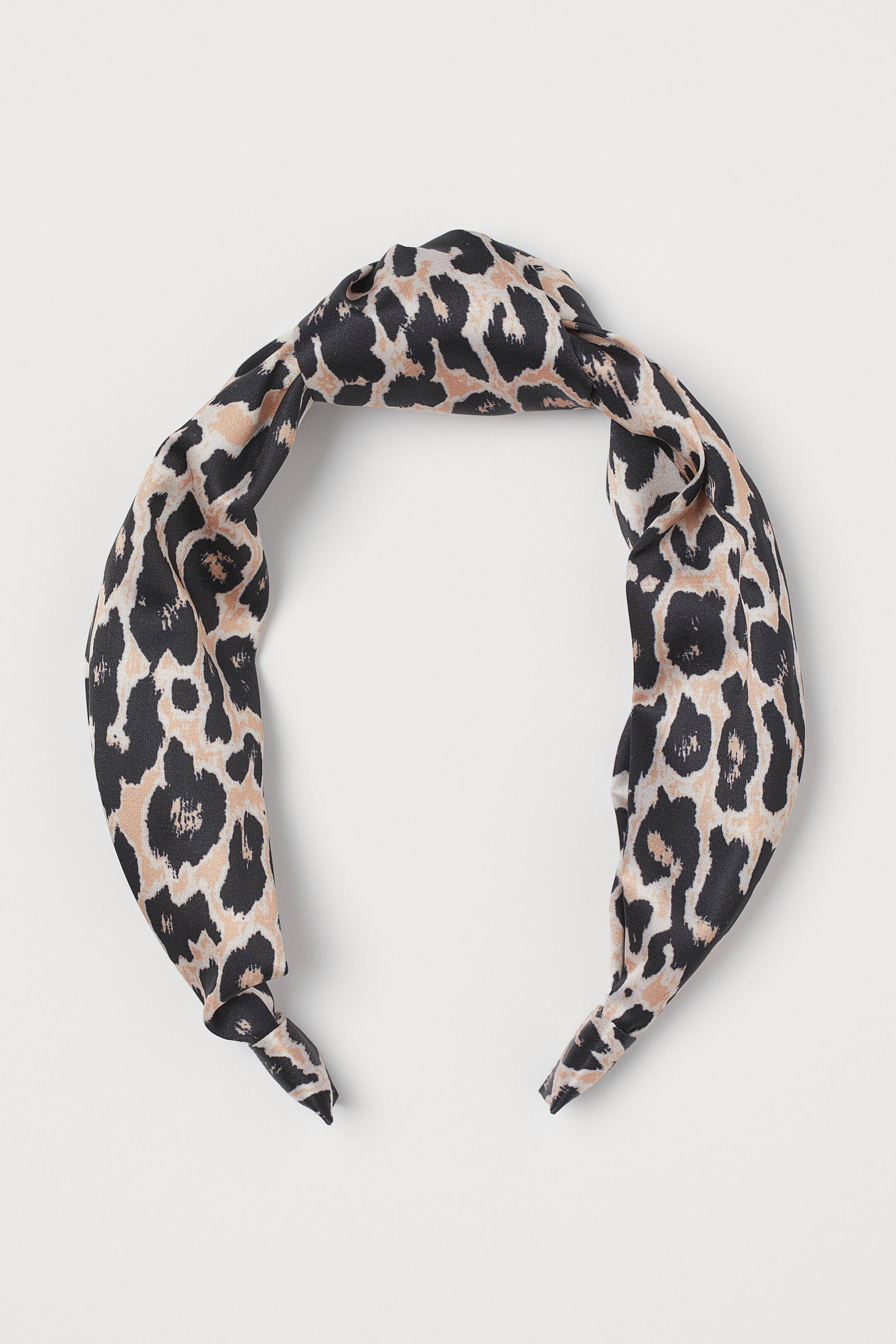 Zobacz większy obraz: Opaska do włosów z węzłem - Beżowy/Panterka - ONA | H&M PL 1
